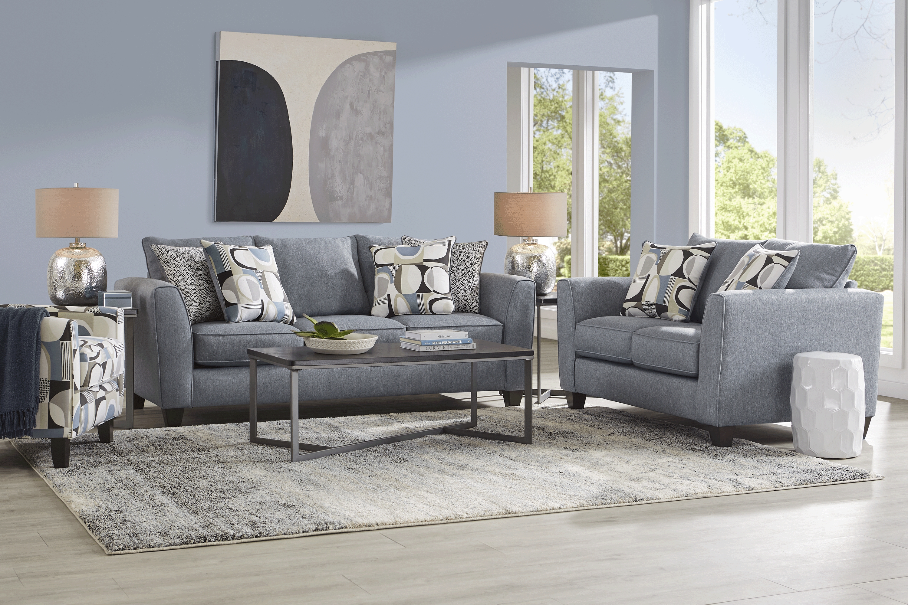 Marisol Bay Gray 8 Pc Living Room with Gel Foam Sleeper Sofa - Thumbnail - Image 1