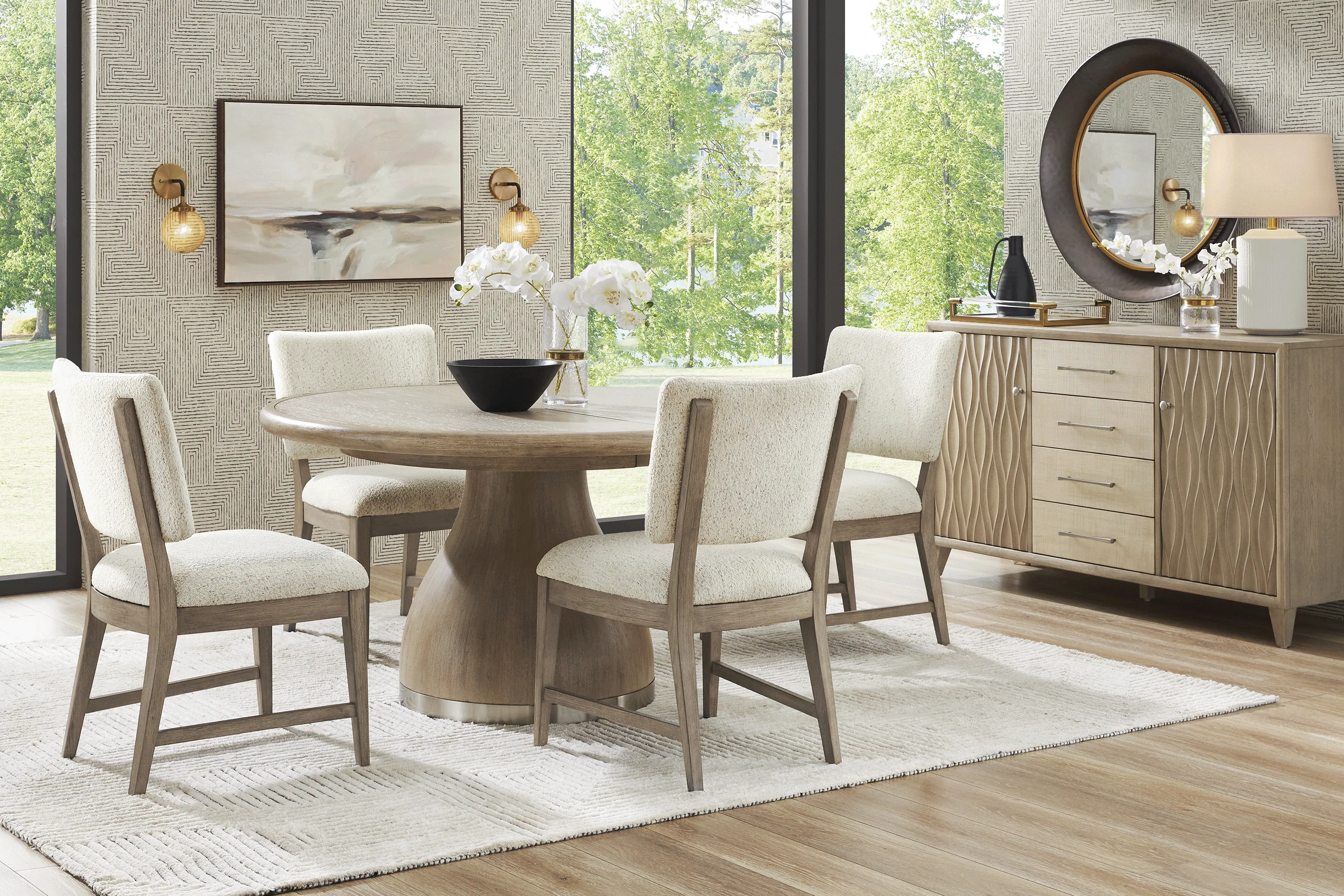 Marisole Taupe Round Dining Table - Thumbnail - Image 3