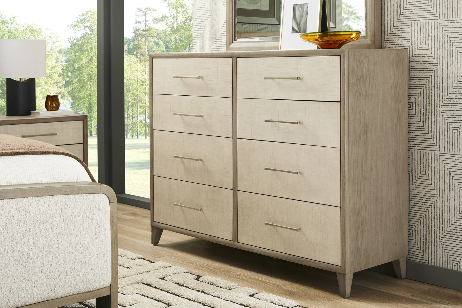 Marisole Taupe 7 Pc King Upholstered Bedroom - Thumbnail - Image 7