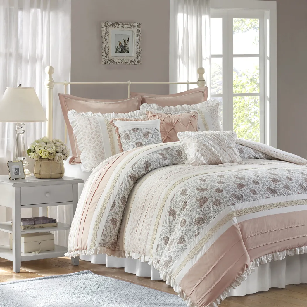 Marjory Blush 9 Pc California King Comforter Set - Thumbnail - Image 1