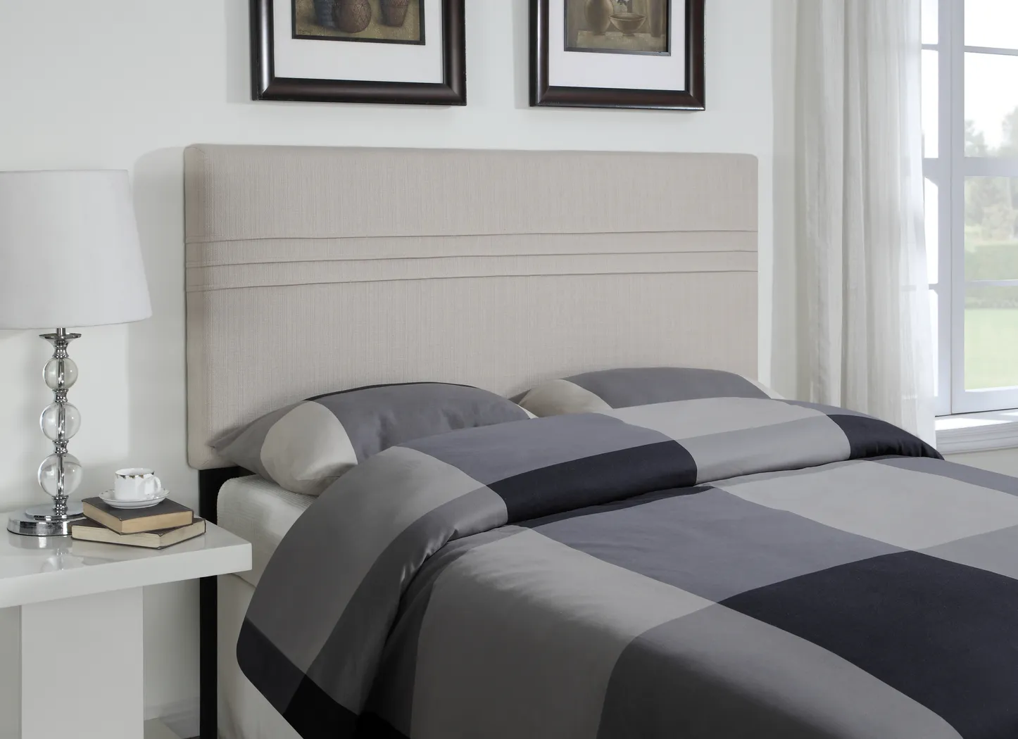 Marko Cream Queen Upholstered Headboard - Thumbnail - Image 1