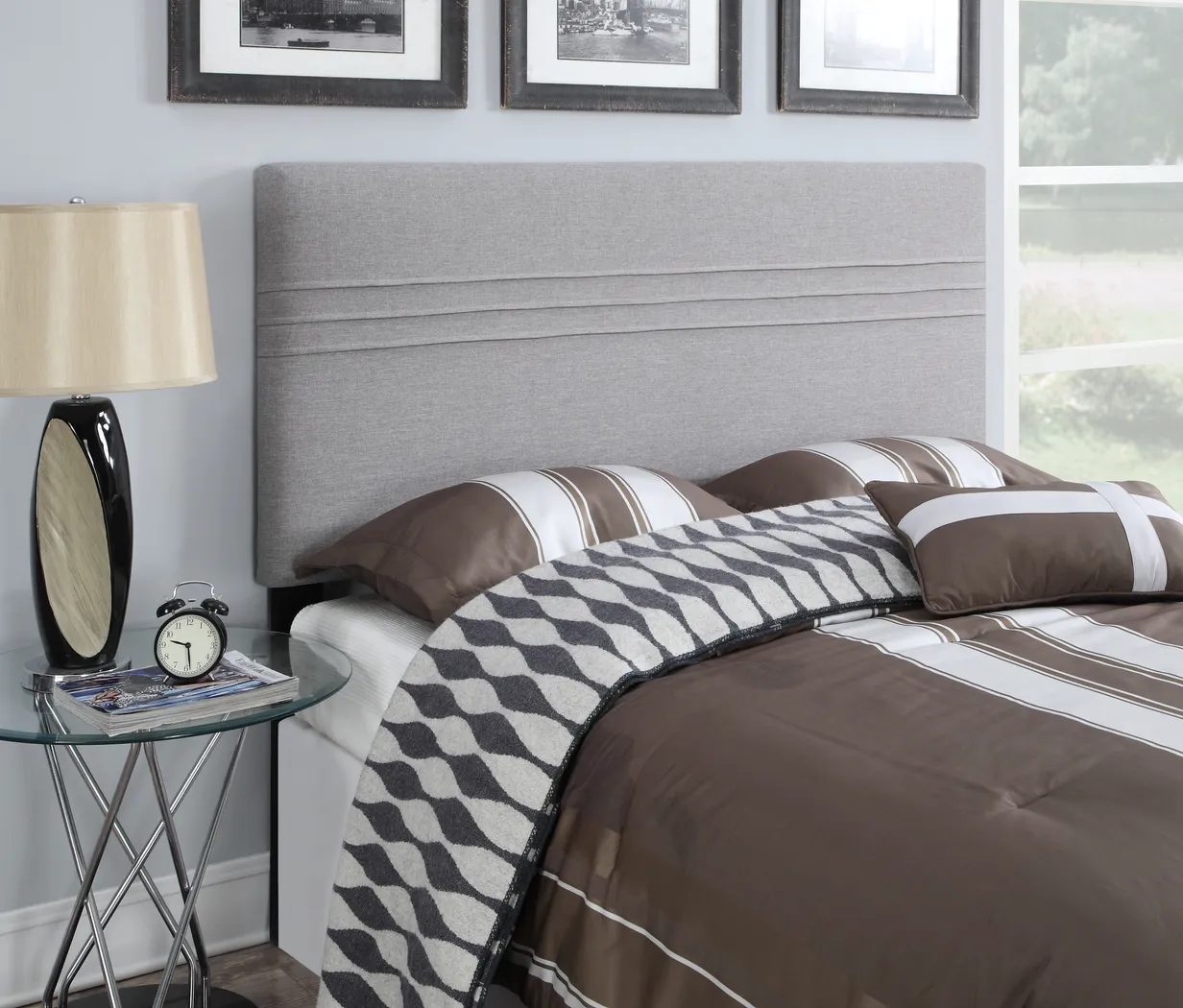 Marko Slate Queen Upholstered Headboard - Thumbnail - Image 1