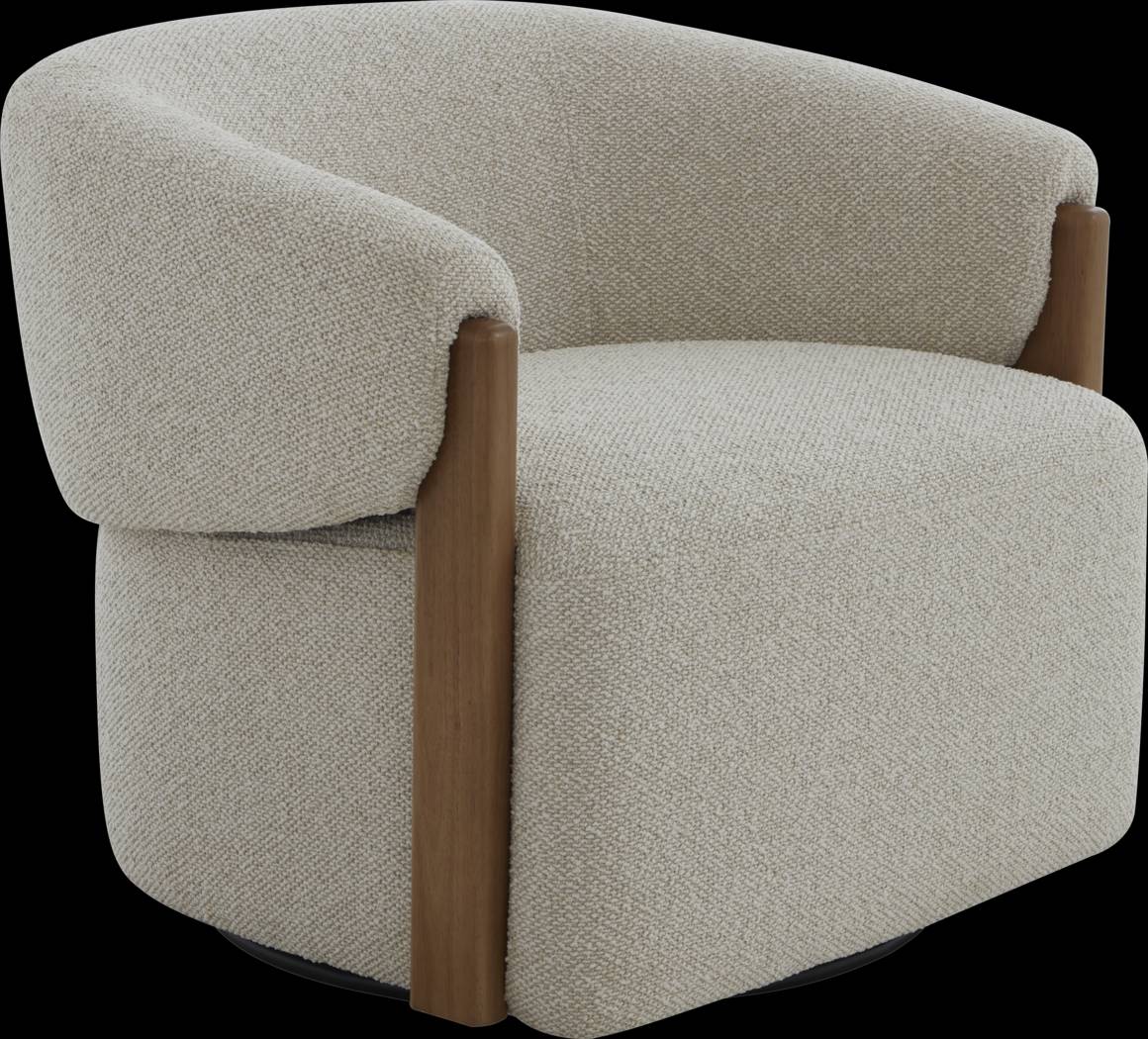 Marlene Beige Swivel Chair - Thumbnail - Image 1