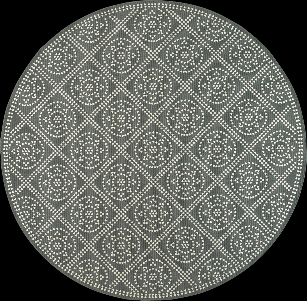 Marlfield Gray 7'10 Round Indoor/Outdoor Rug - Thumbnail - Image 1