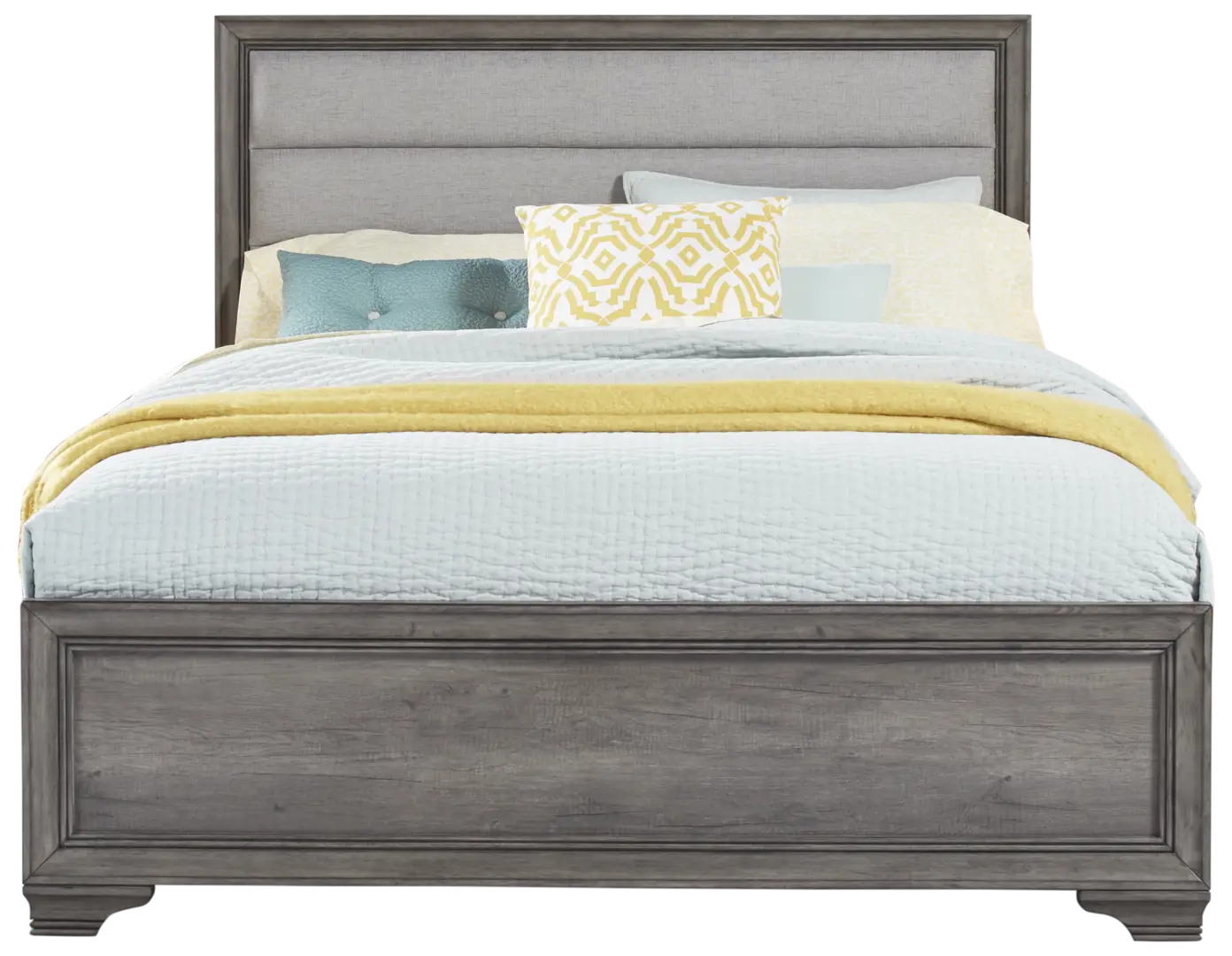 gray 3 pc king panel bed