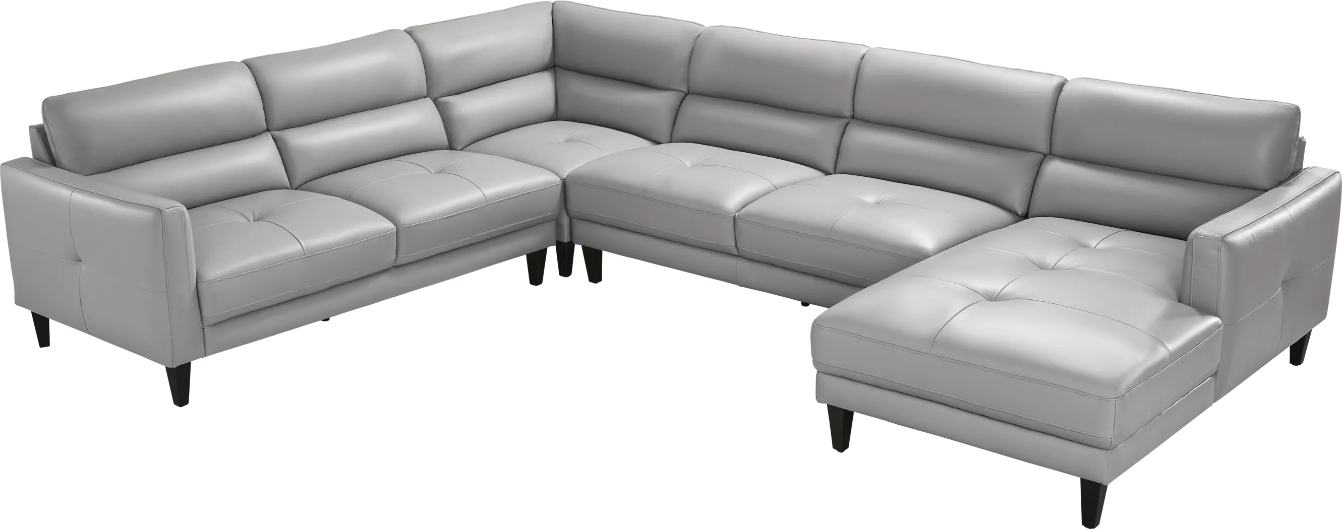 Marotta Light Gray Leather 4 Pc Sectional - Thumbnail - Image 3