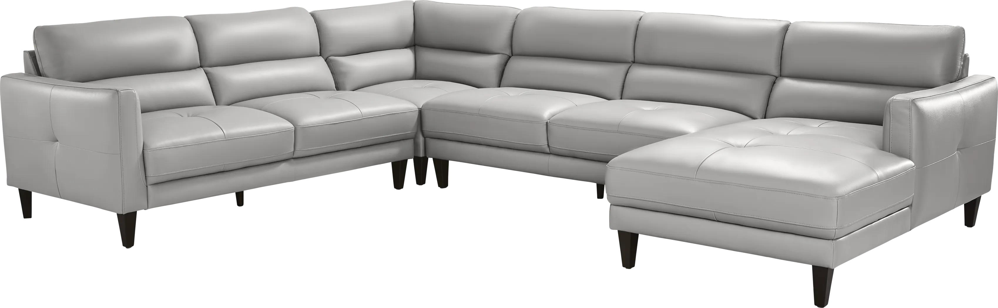 Marotta Light Gray Leather 4 Pc Sectional - Thumbnail - Image 1