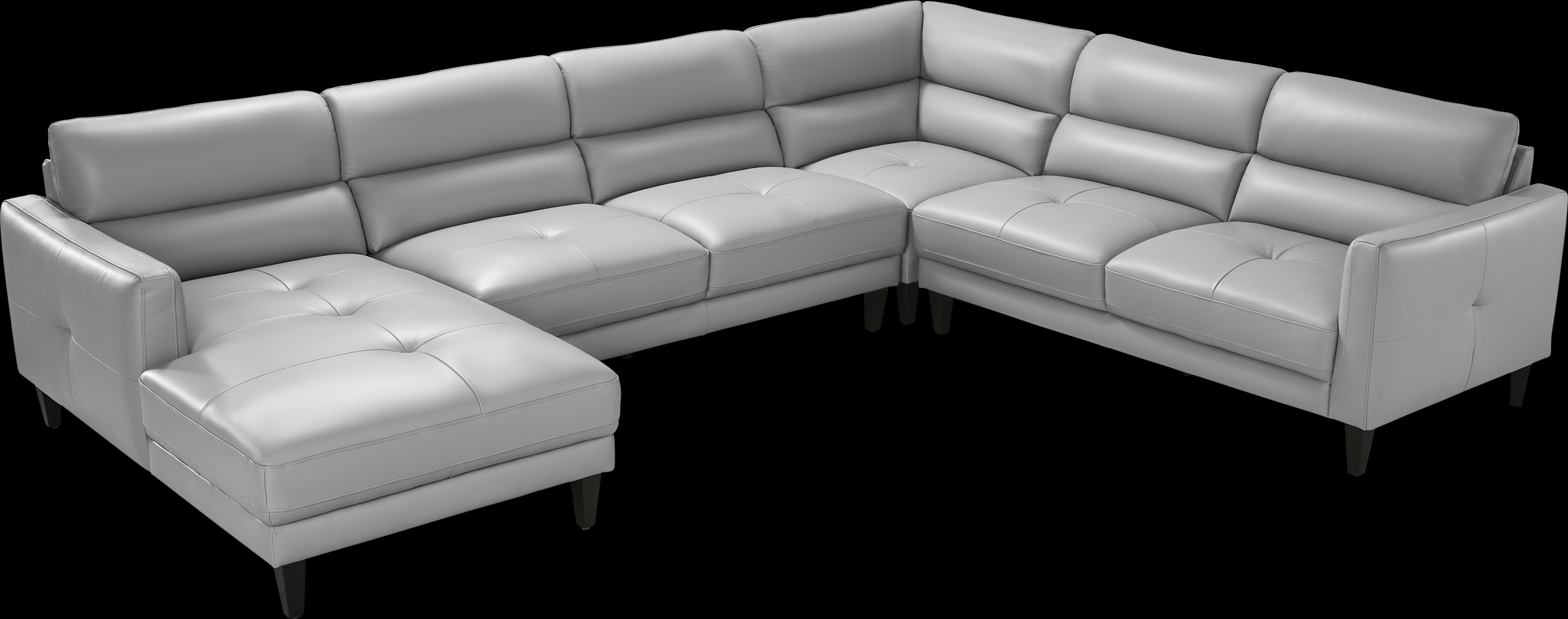 Marotta Light Gray Leather 4 Pc Sectional - Thumbnail - Image 3