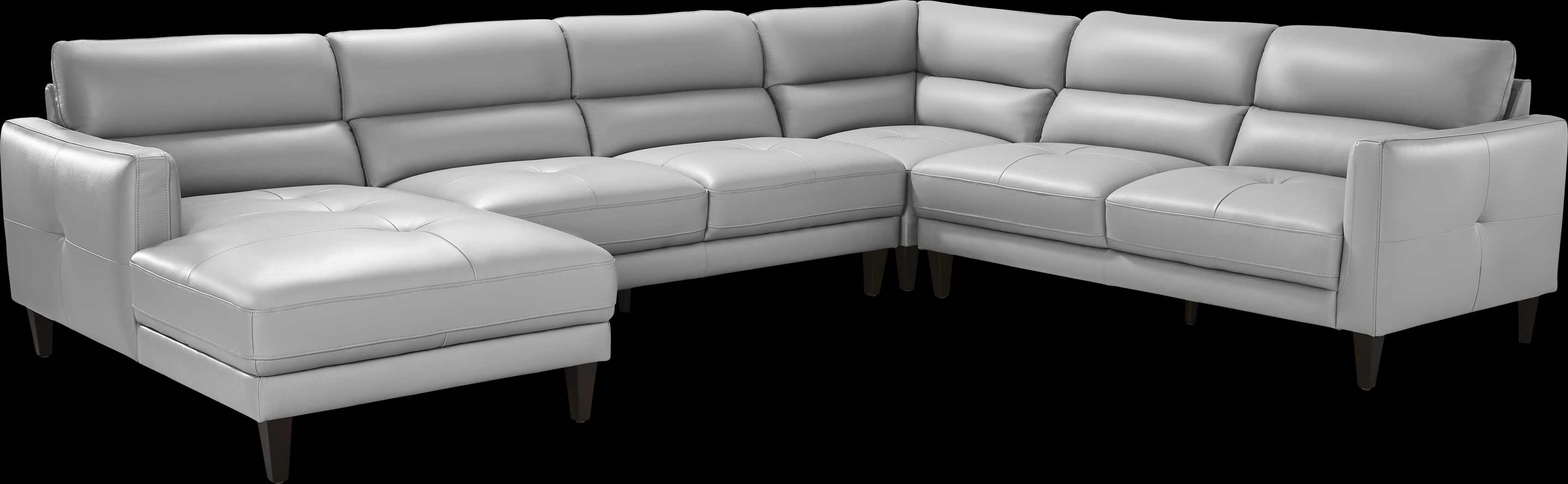 Marotta Light Gray Leather 4 Pc Sectional - Thumbnail - Image 1