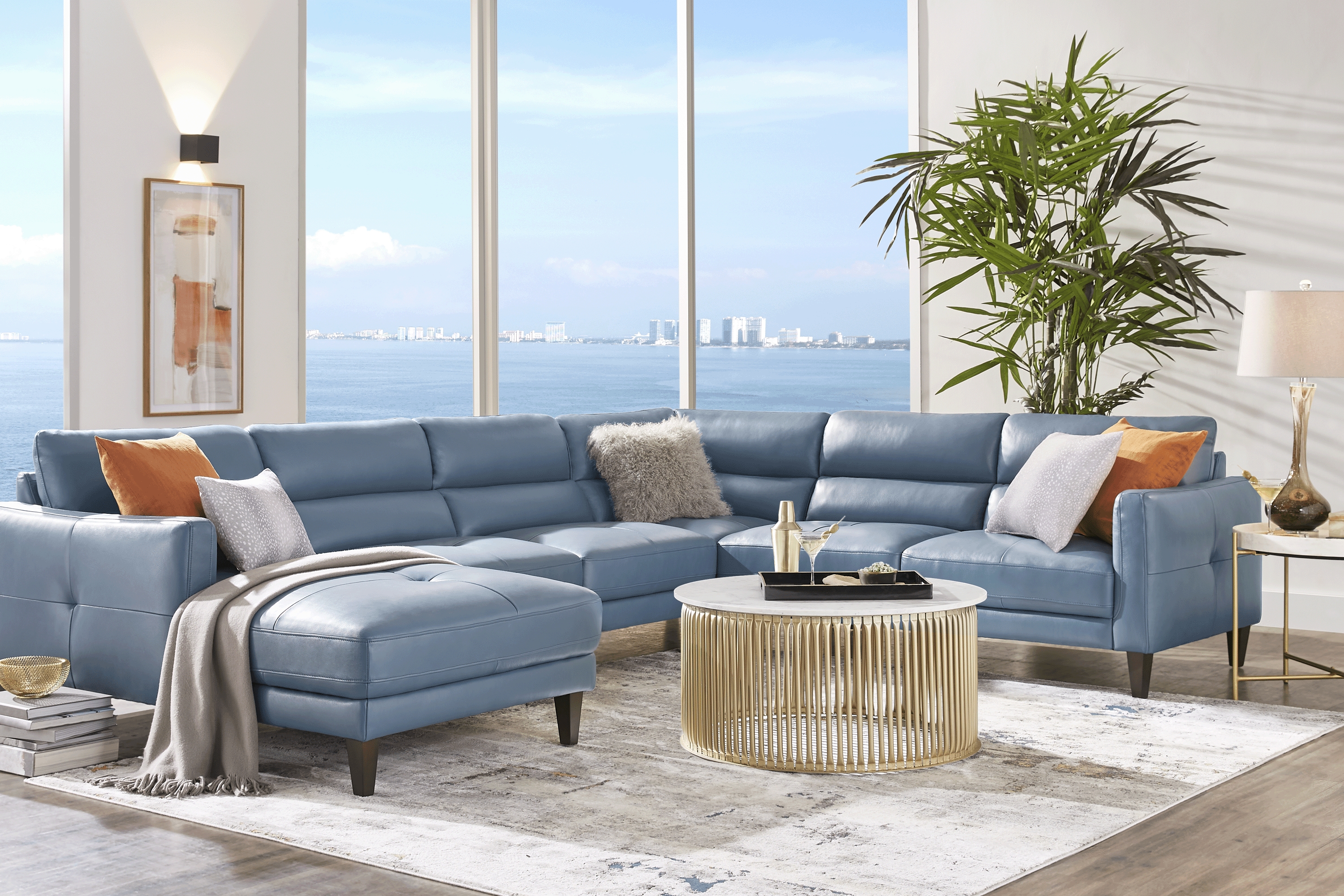 Marotta Ocean Leather 4 Pc Sectional - Thumbnail - Image 2