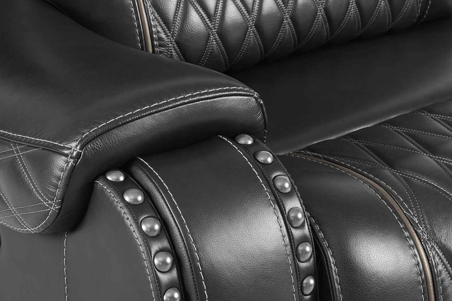 Marquee Black Leather 5 Pc Triple Power Reclining Sectional - Thumbnail - Image 4