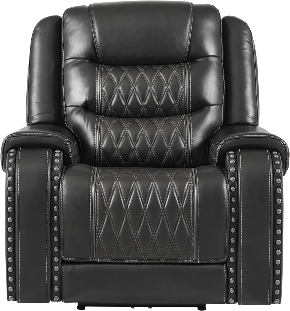 Marquee Black Leather Triple Power Recliner - Thumbnail - Image 2