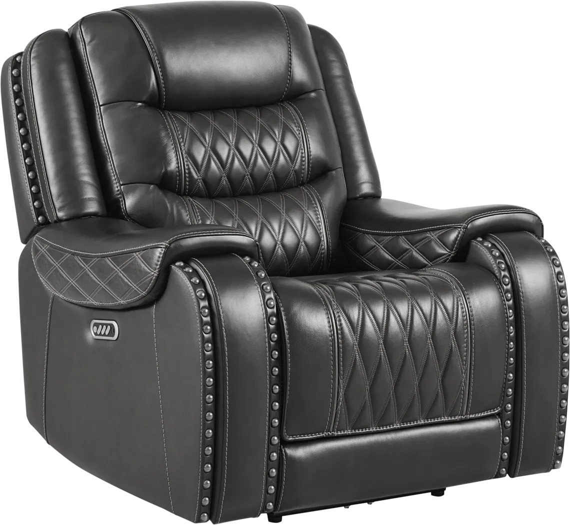 Marquee Black Leather Triple Power Recliner - Thumbnail - Image 3