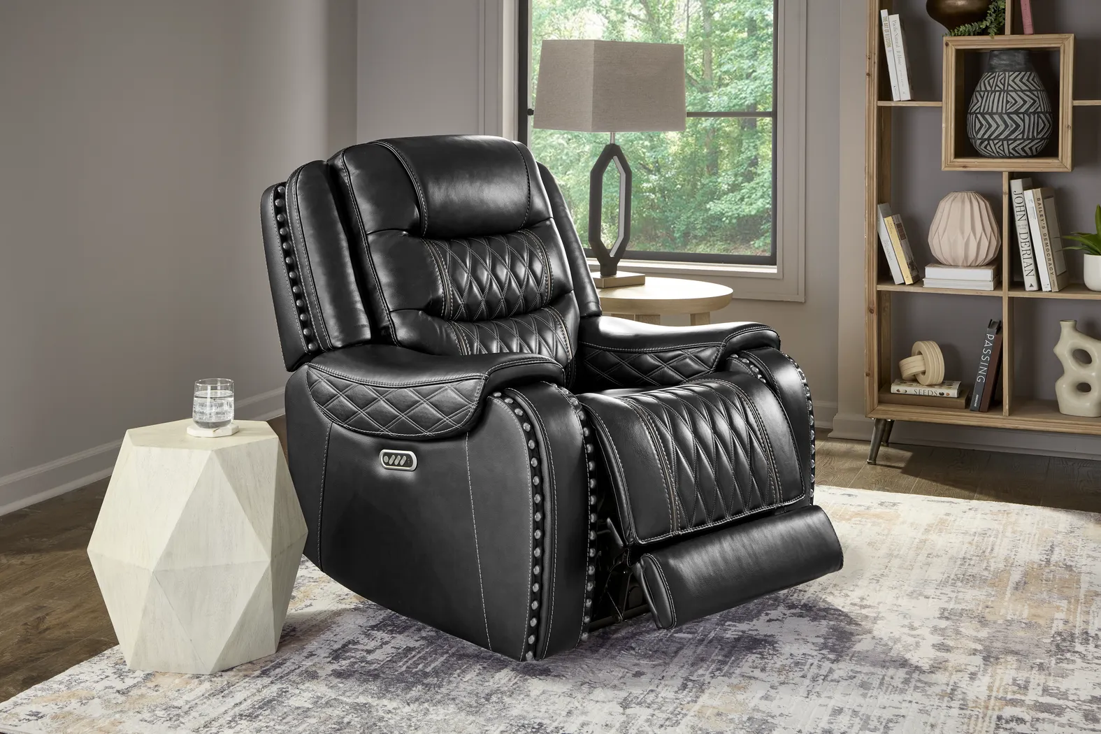 Marquee Black Leather Triple Power Recliner - Thumbnail - Image 4