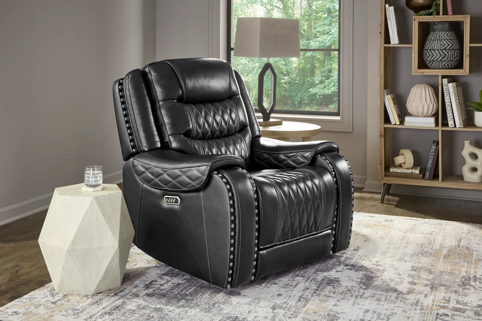 Marquee Black Leather 3 Pc Triple Power Reclining Living Room with Reclining Loveseat - Thumbnail - Image 13