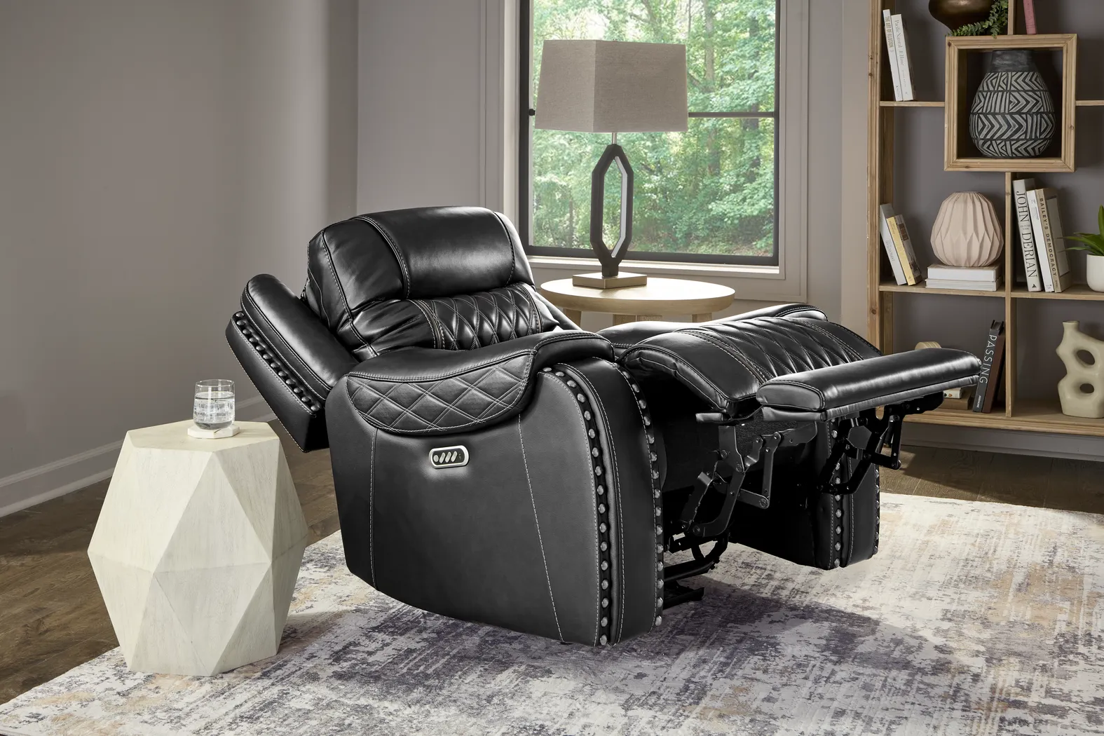 Marquee Black Leather 3 Pc Triple Power Reclining Living Room with Reclining Loveseat - Thumbnail - Image 14