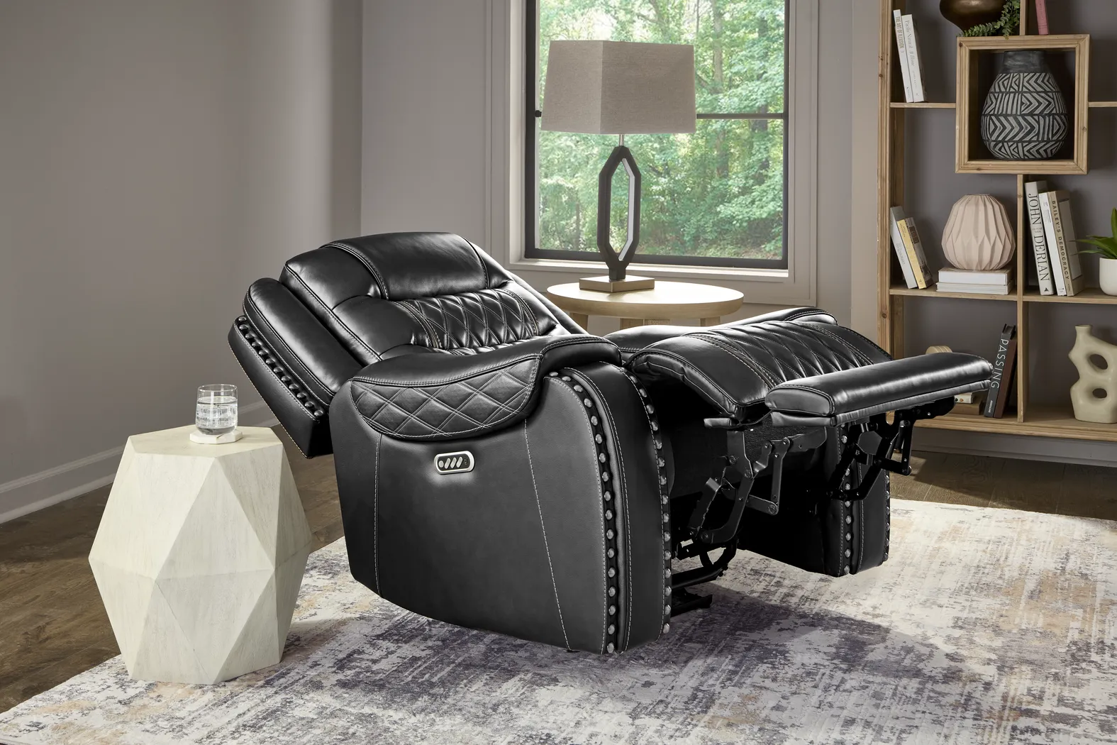 Marquee Black Leather 3 Pc Triple Power Reclining Living Room with Reclining Loveseat - Thumbnail - Image 15