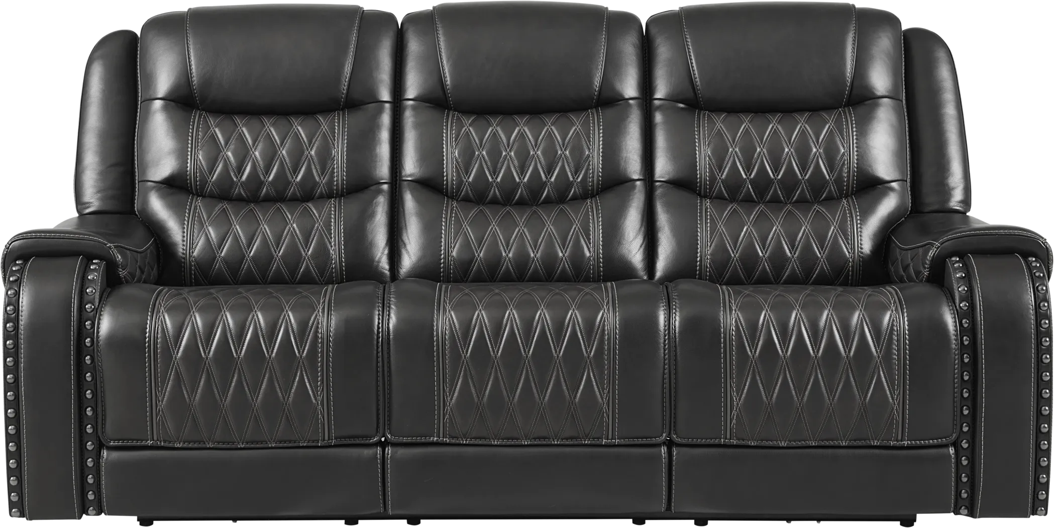 Marquee Black Leather 5 Pc Triple Power Reclining Living Room with Reclining Loveseat - Thumbnail - Image 4