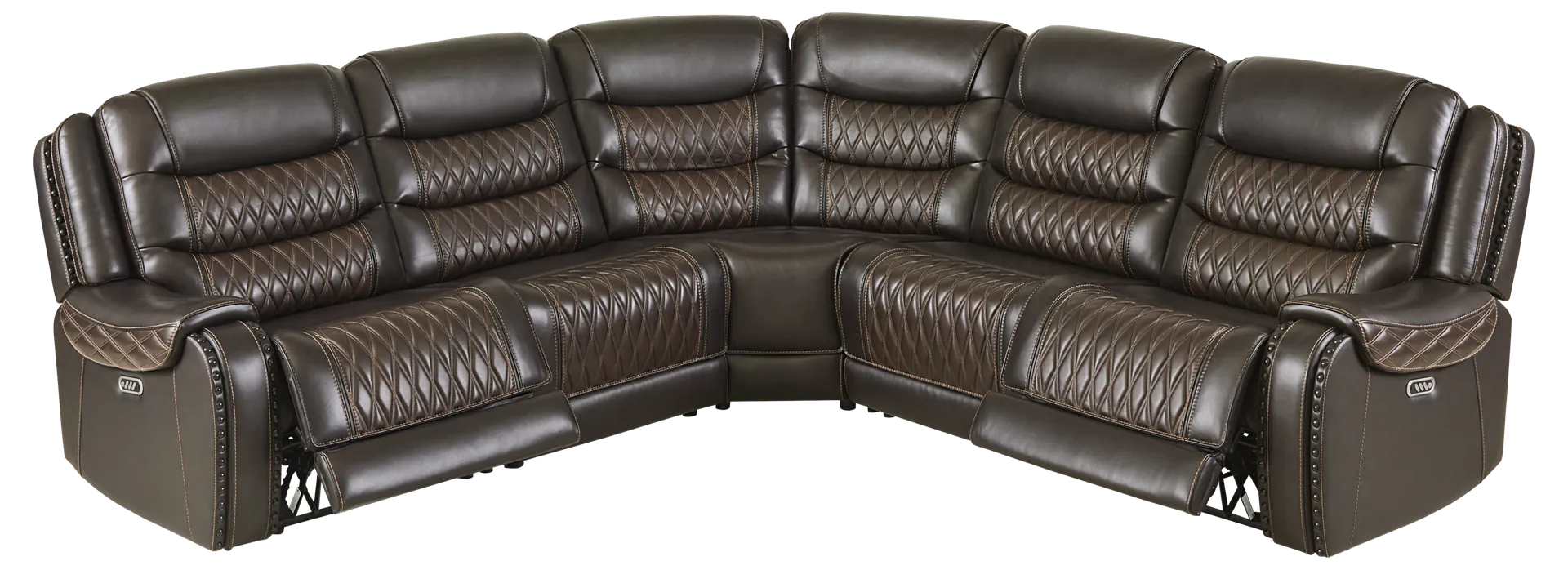 brown 5 pc triple power sectional