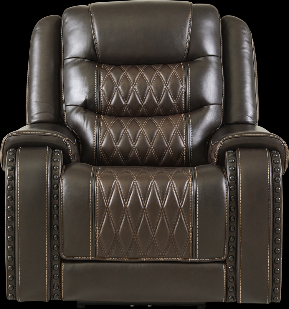 Marquee Brown Leather Triple Power Recliner - Thumbnail - Image 2