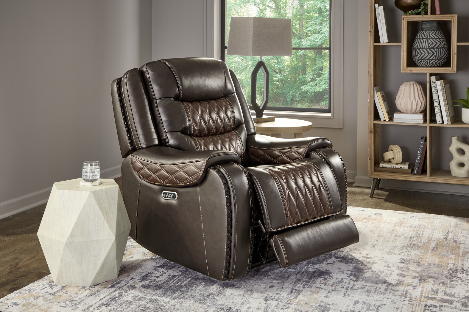 Marquee Brown Leather Triple Power Recliner - Thumbnail - Image 3