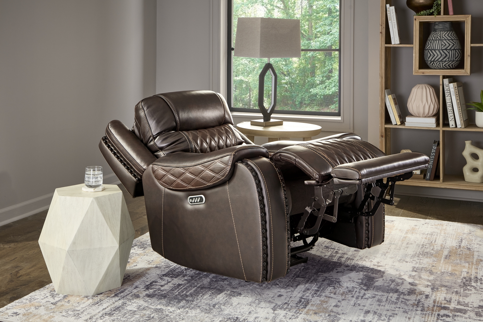 Marquee Brown Leather Triple Power Recliner - Thumbnail - Image 4