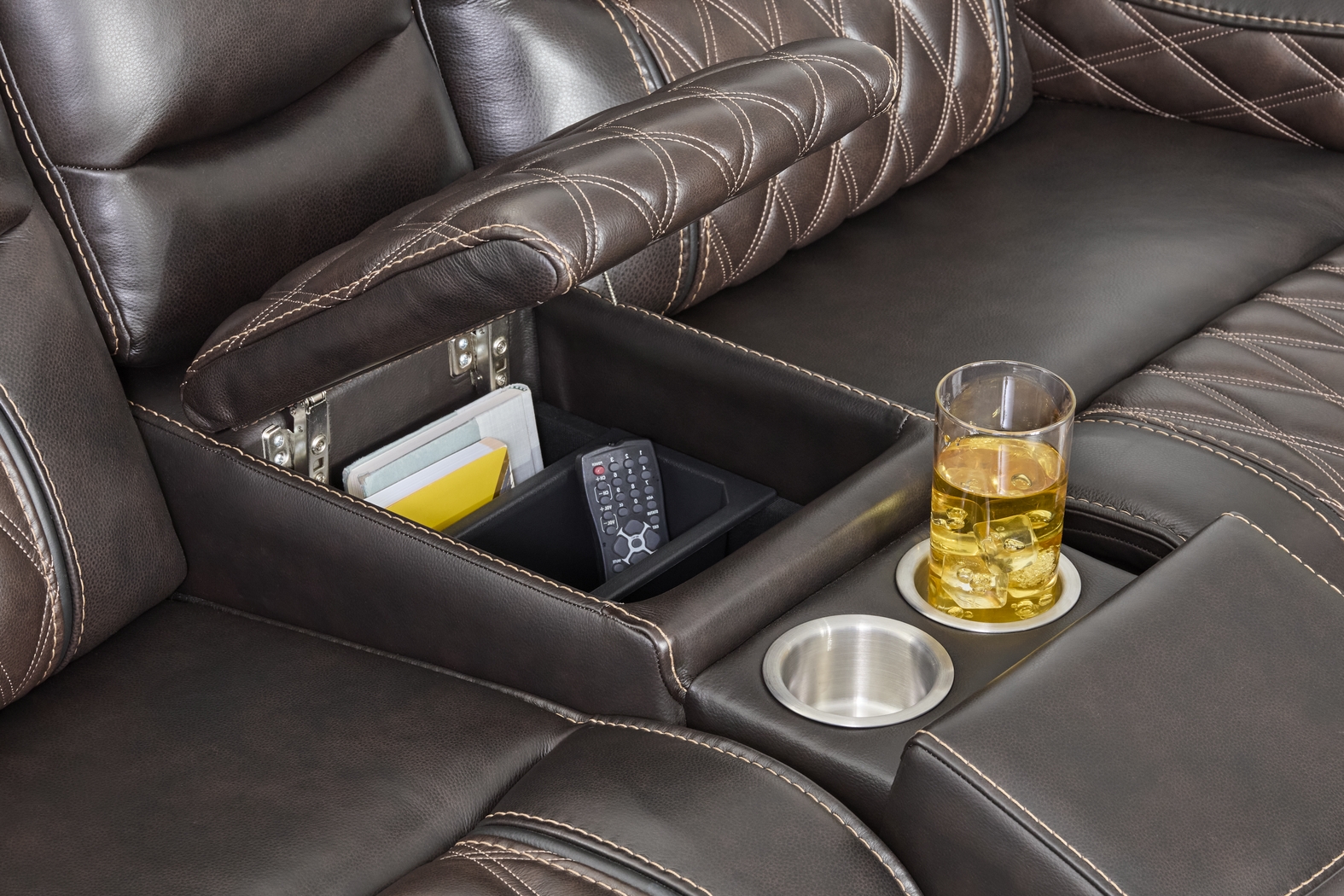 Marquee Brown Leather 5 Pc Triple Power Reclining Living Room - Thumbnail - Image 12