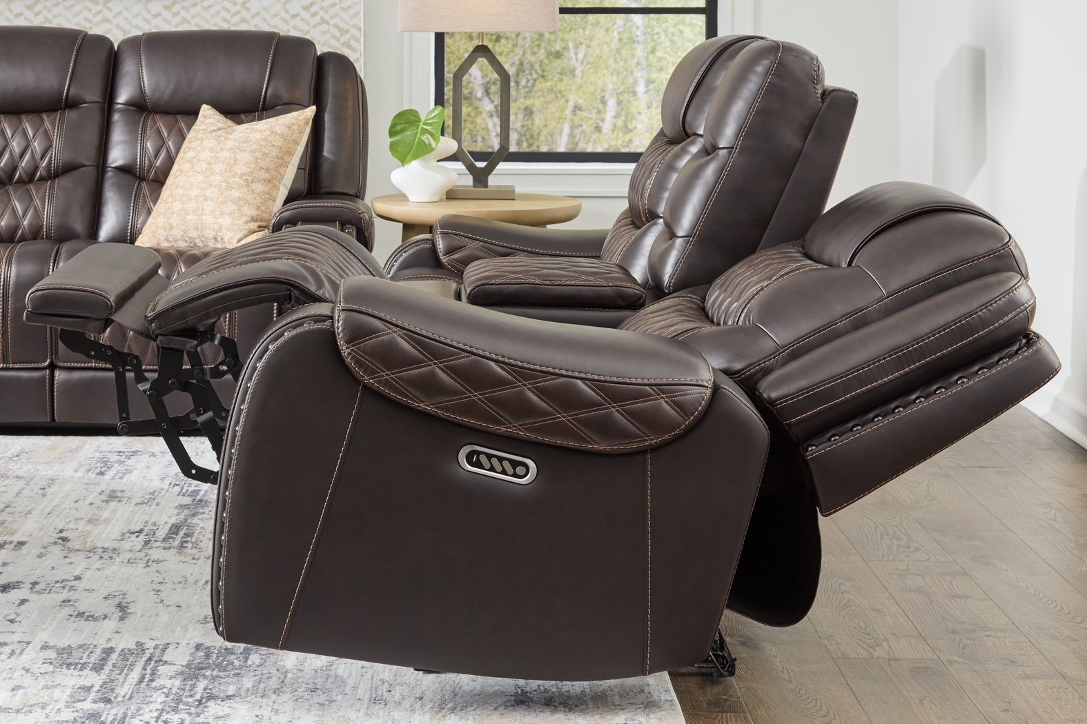 Marquee Brown Leather 5 Pc Triple Power Reclining Living Room - Thumbnail - Image 14