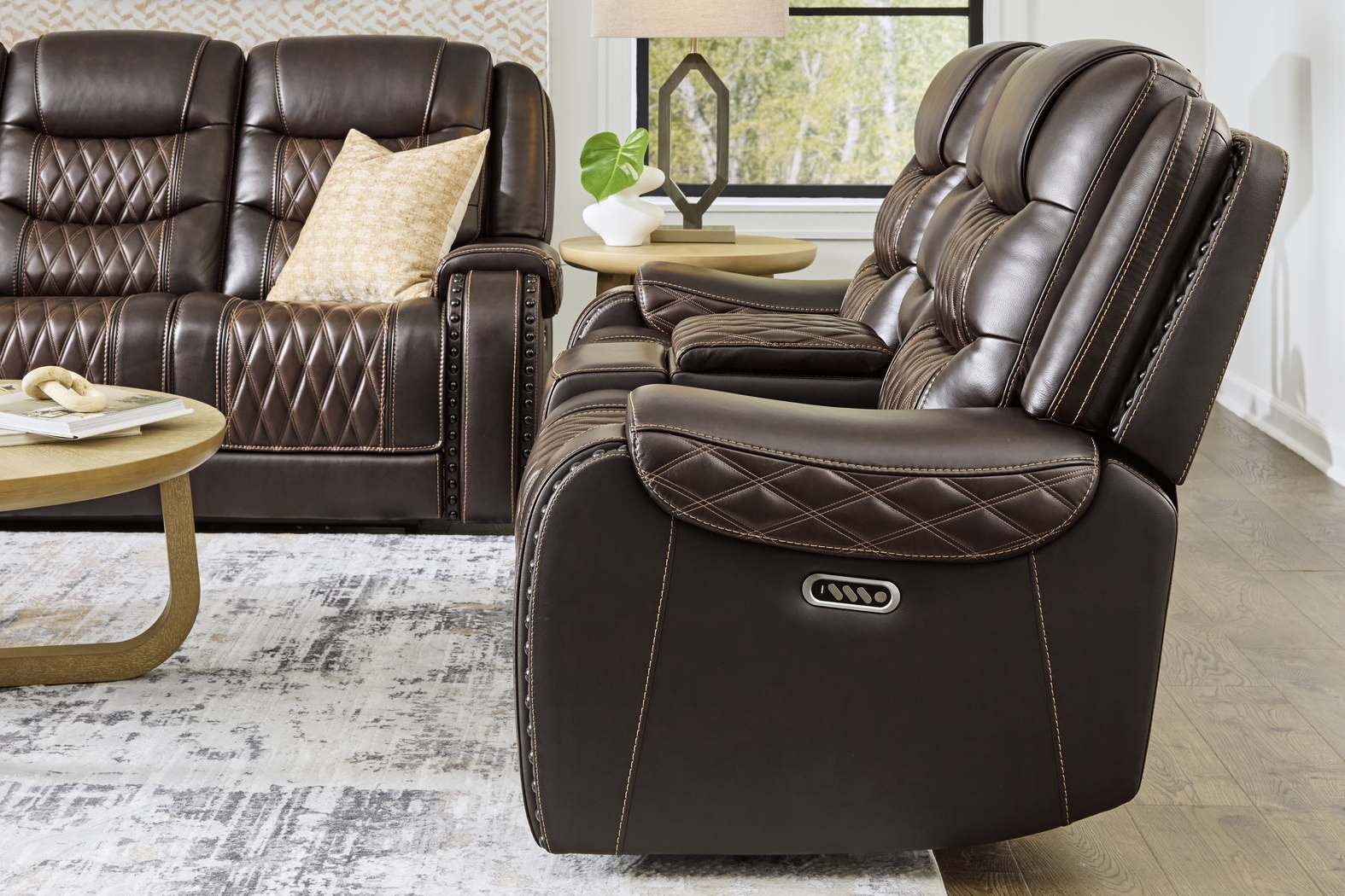 Marquee Brown Leather 5 Pc Triple Power Reclining Living Room - Thumbnail - Image 15