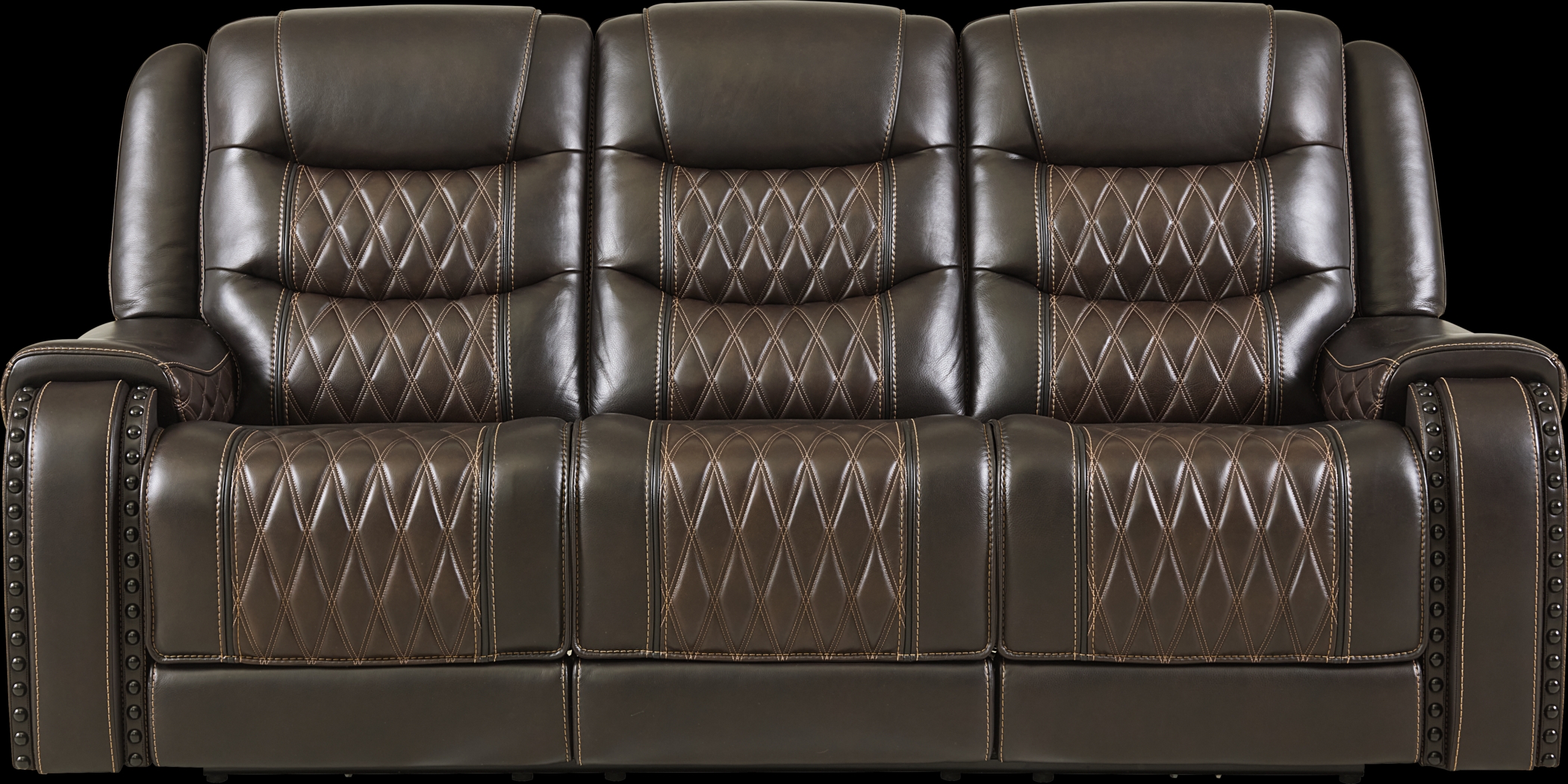 Marquee Brown Leather Triple Power Reclining Sofa - Thumbnail - Image 2