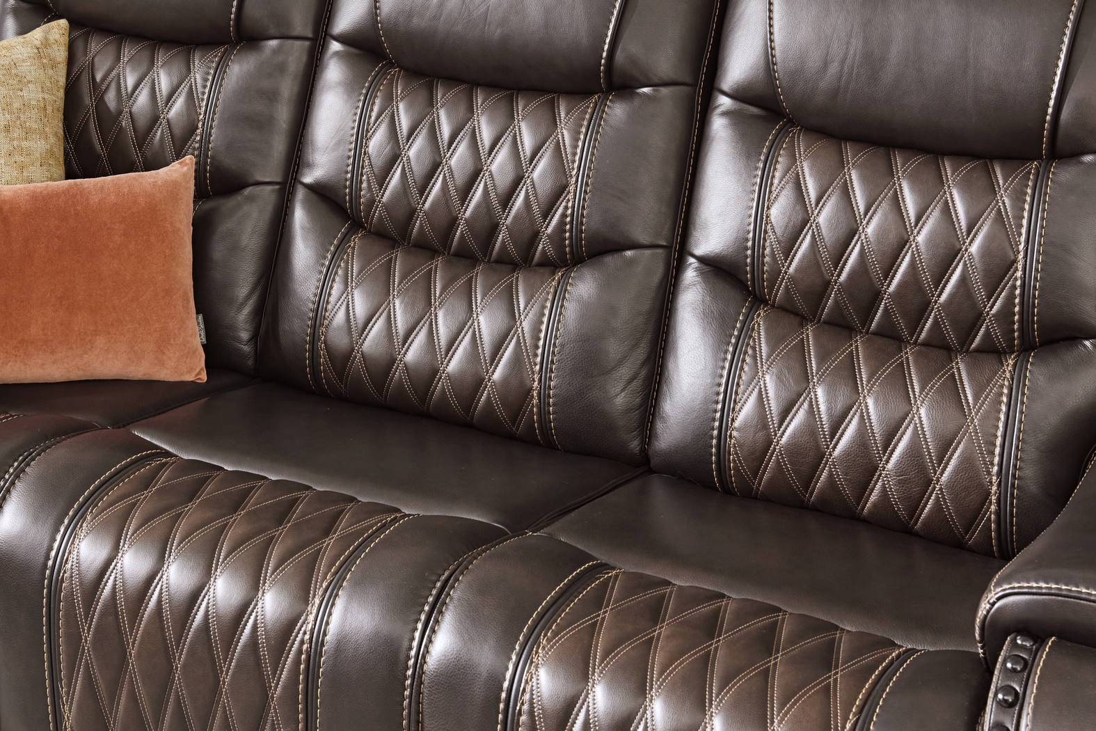 Marquee Brown Leather Triple Power Reclining Sofa - Thumbnail - Image 3