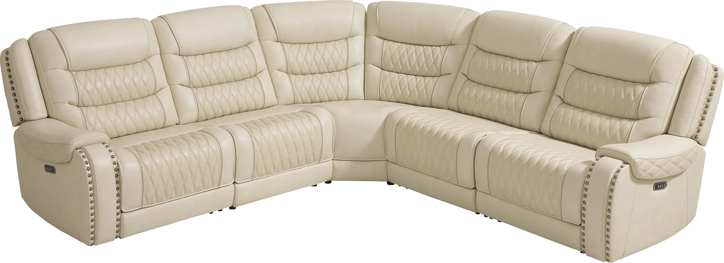 Marquee Cream Leather 8 Pc Triple Power Reclining Sectional Living Room - Thumbnail - Image 3