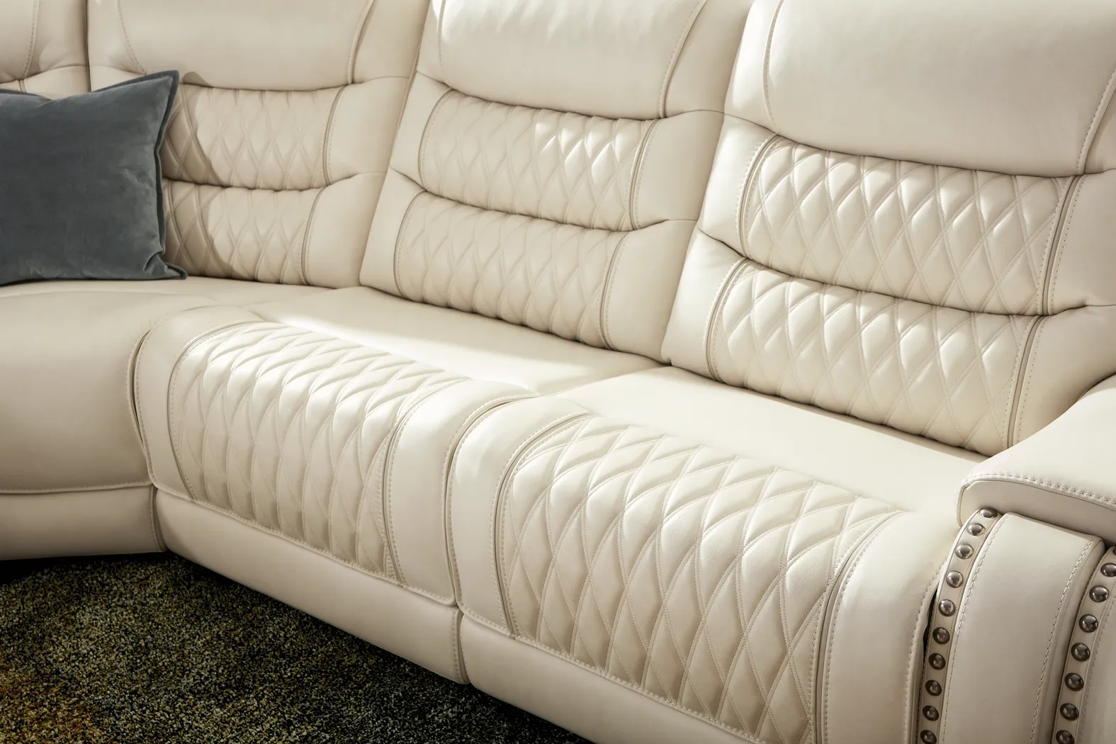 Marquee Cream Leather 8 Pc Triple Power Reclining Sectional Living Room - Thumbnail - Image 6