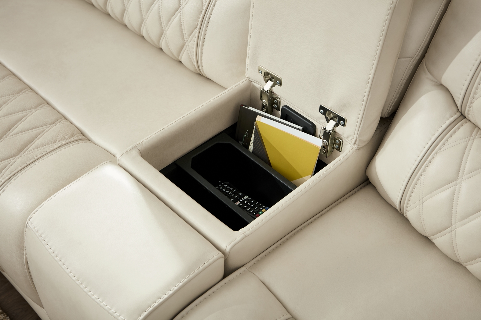 Marquee Cream Leather 9 Pc Triple Power Reclining Sectional Living Room - Thumbnail - Image 10