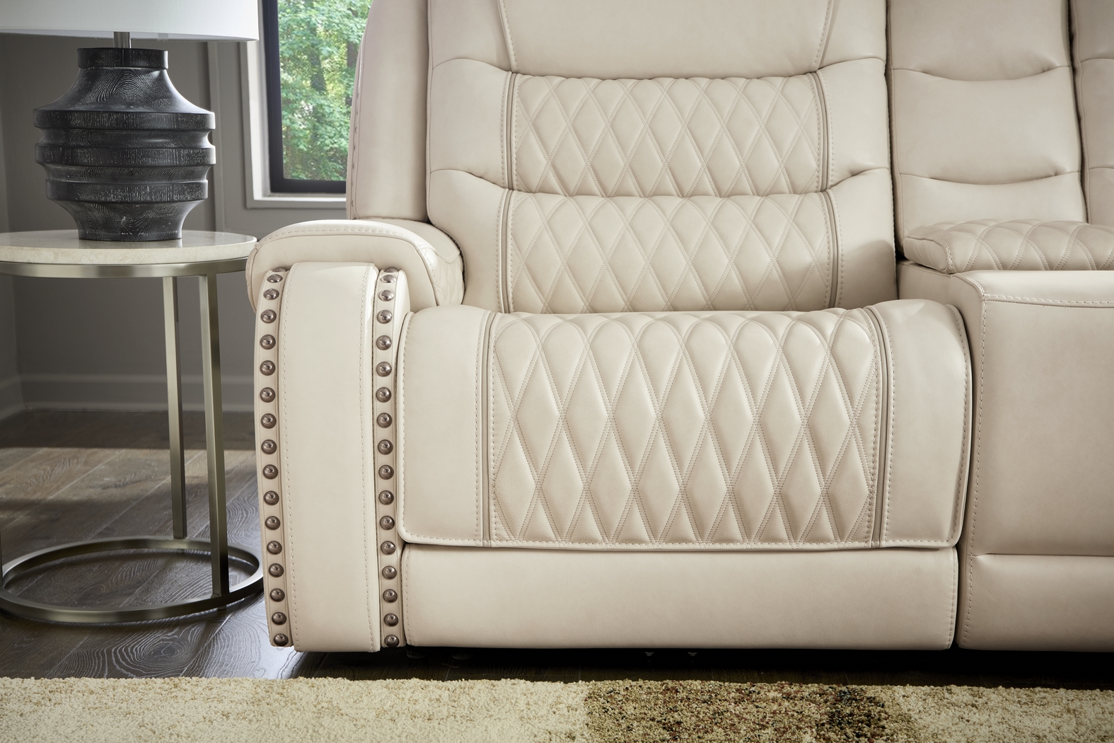 Marquee Cream Leather 6 Pc Triple Power Reclining Sectional - Thumbnail - Image 4