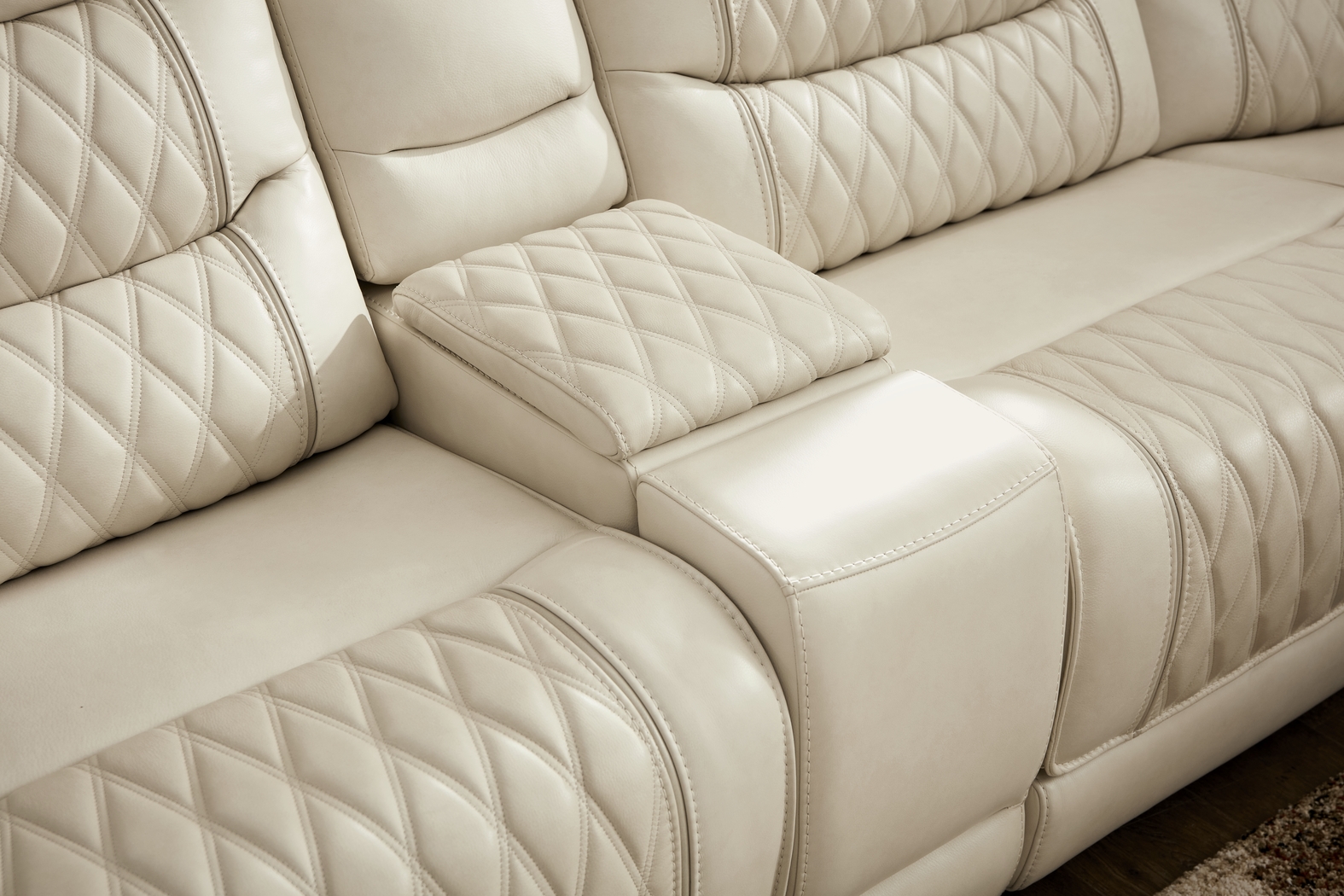 Marquee Cream Leather 9 Pc Triple Power Reclining Sectional Living Room - Thumbnail - Image 7