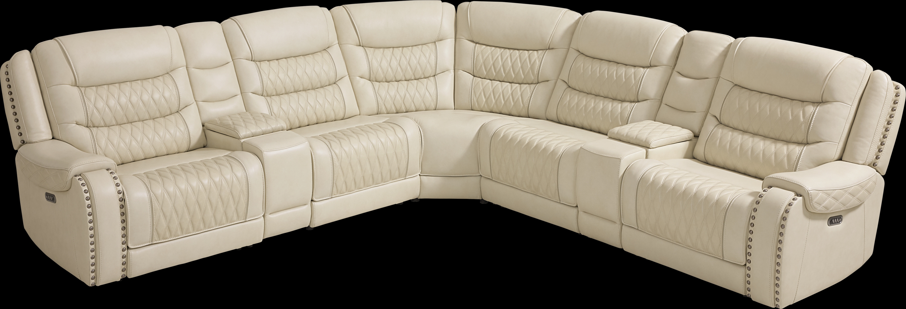Marquee Cream 10 Pc Leather Triple Power Reclining Sectional Living Room - Thumbnail - Image 3