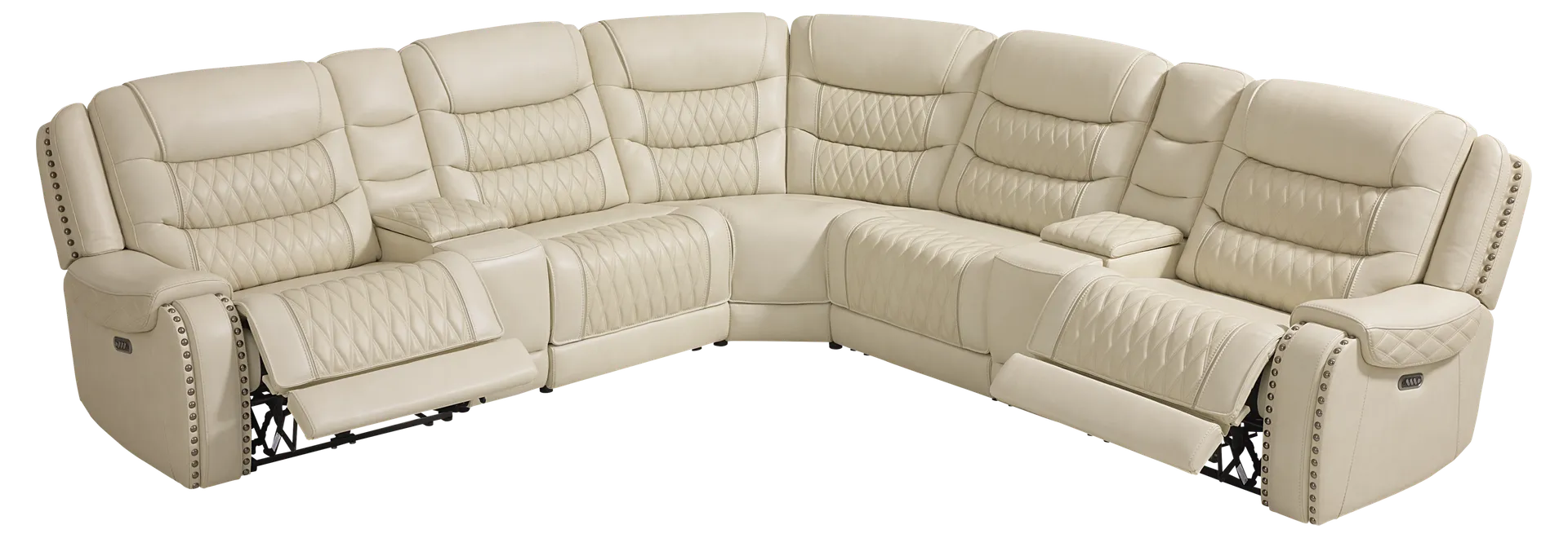 cream 7 pc triple power sectional