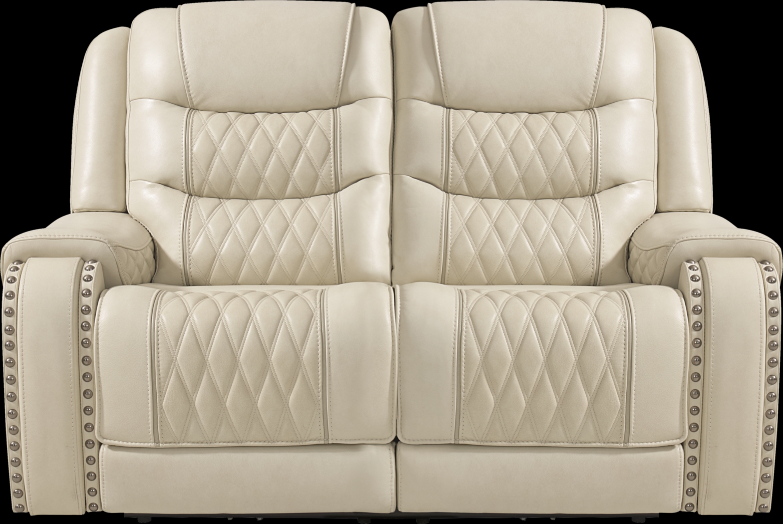 Marquee Cream Leather Reclining Loveseat - Thumbnail - Image 2