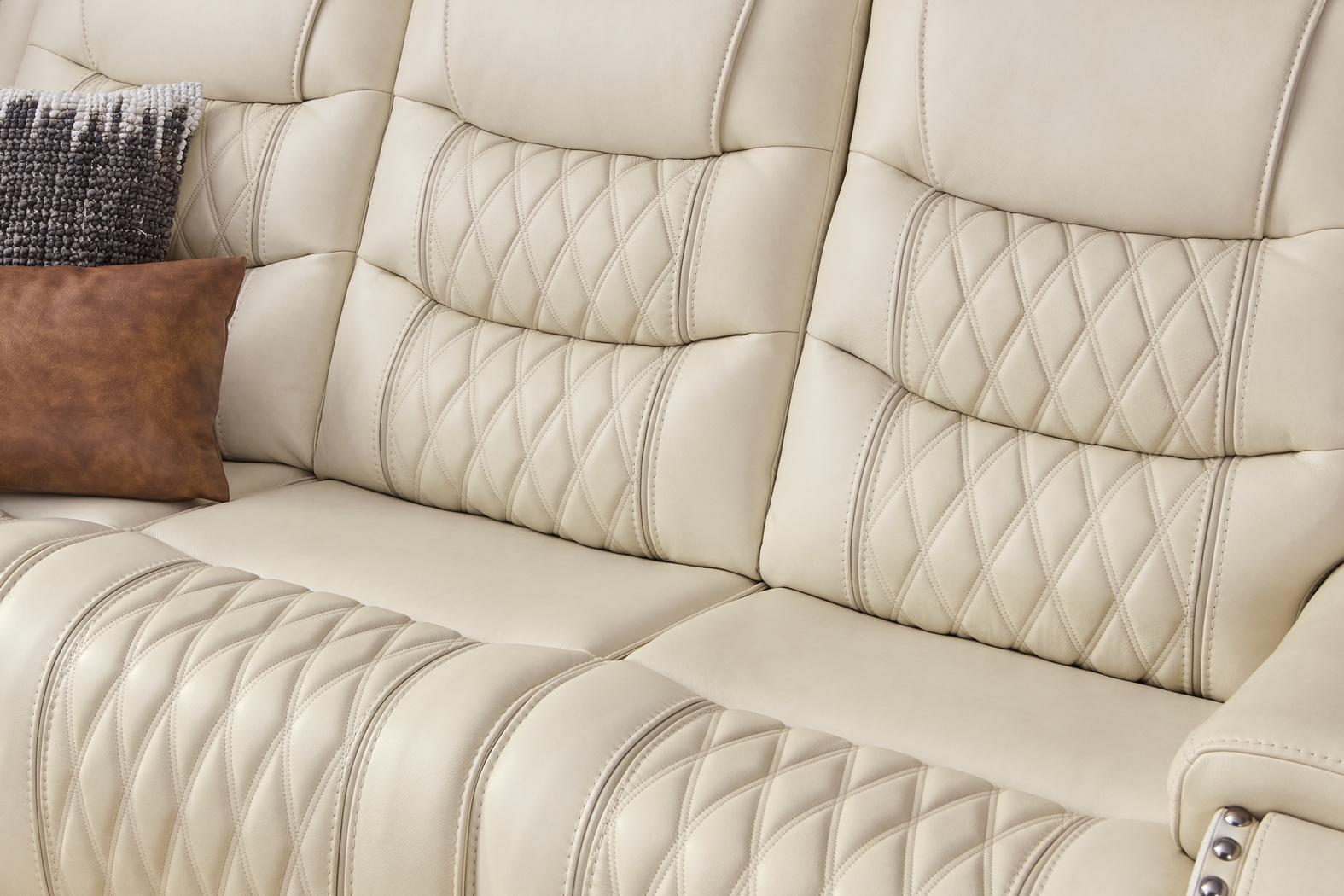 Marquee Cream Leather 2 Pc Triple Power Reclining Living Room - Thumbnail - Image 4