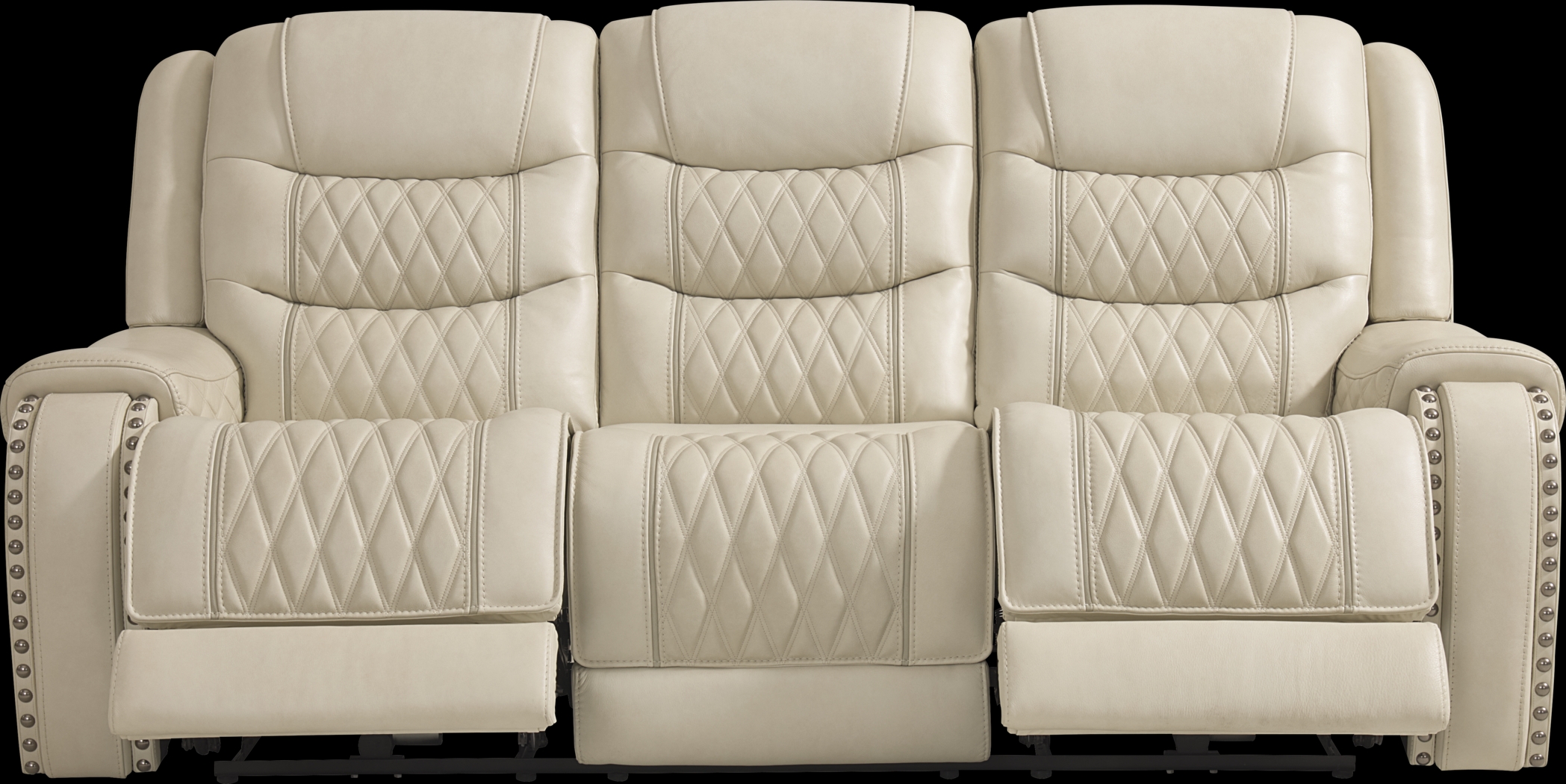 Marquee Cream Leather 2 Pc Triple Power Reclining Living Room - Thumbnail - Image 2