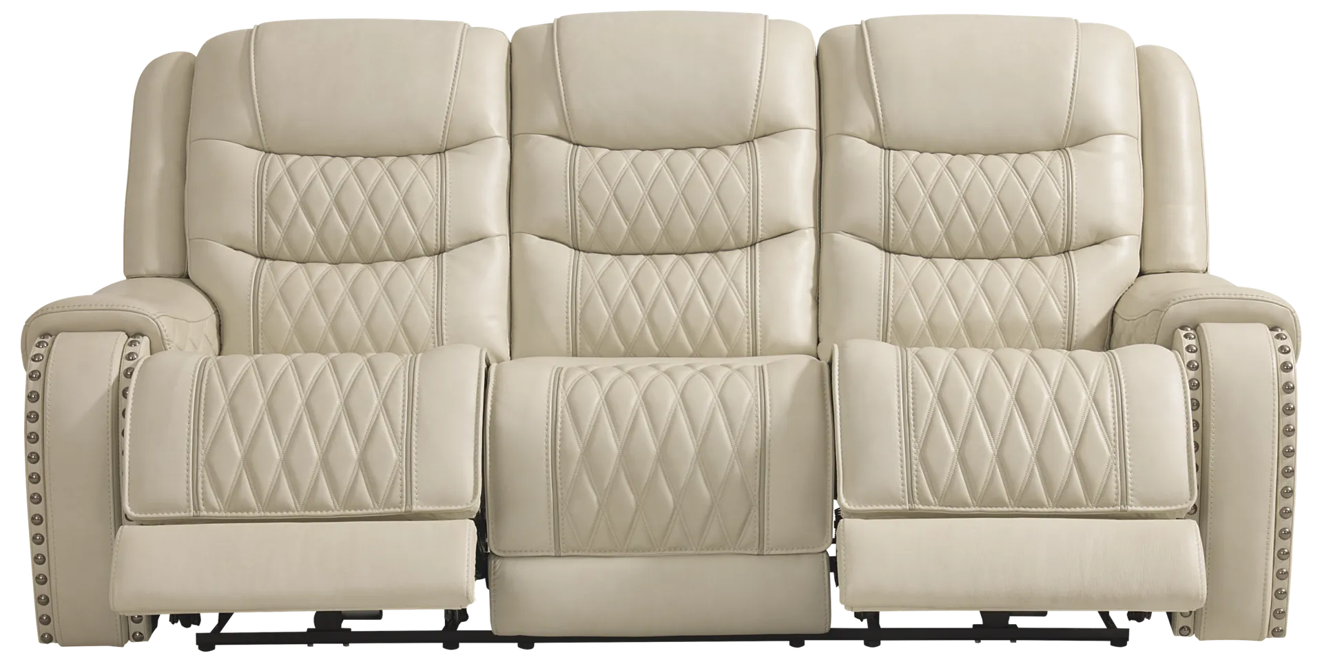 cream triple power reclining sofa