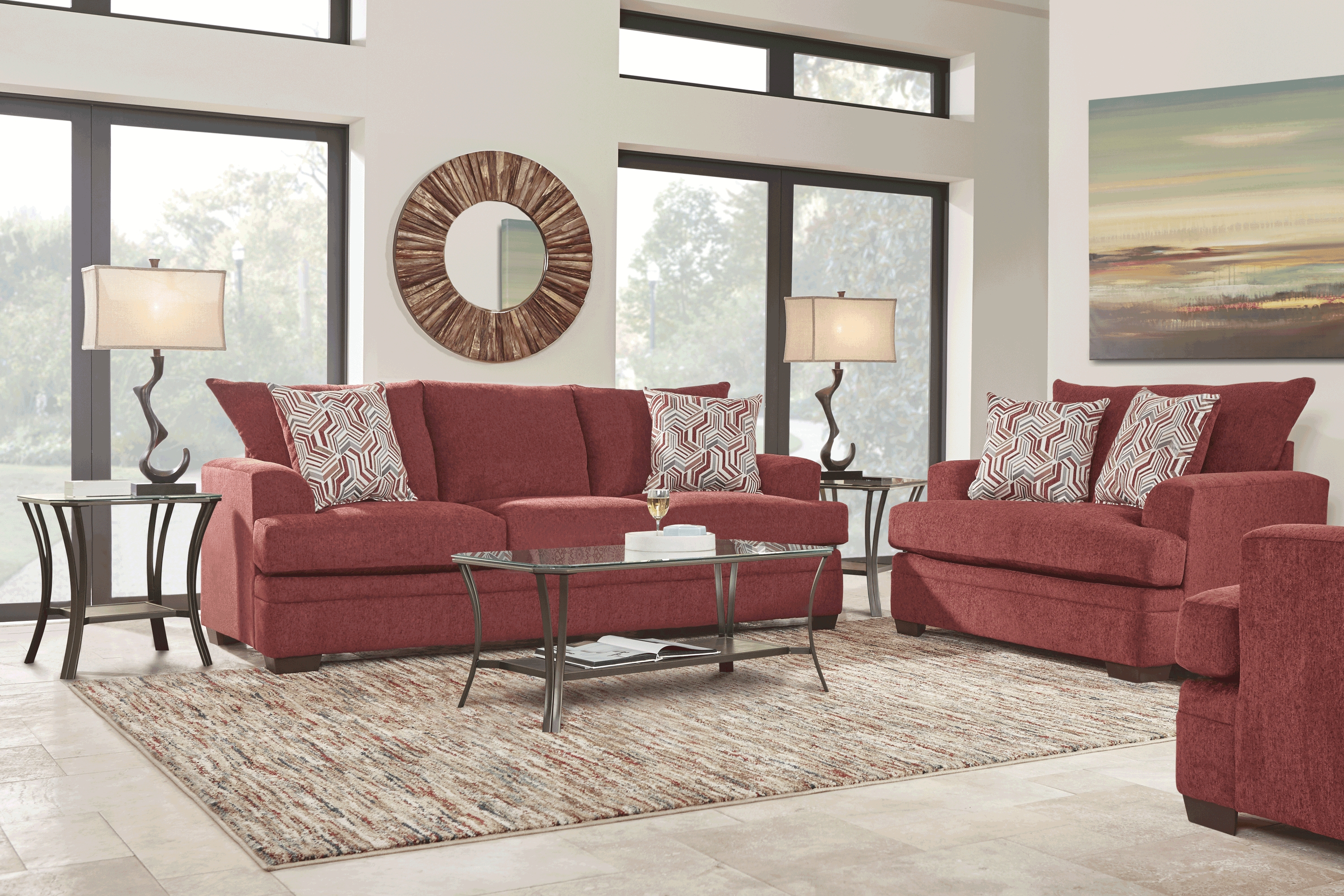 Marquis Heights Red 5 Pc Living Room - Thumbnail - Image 1