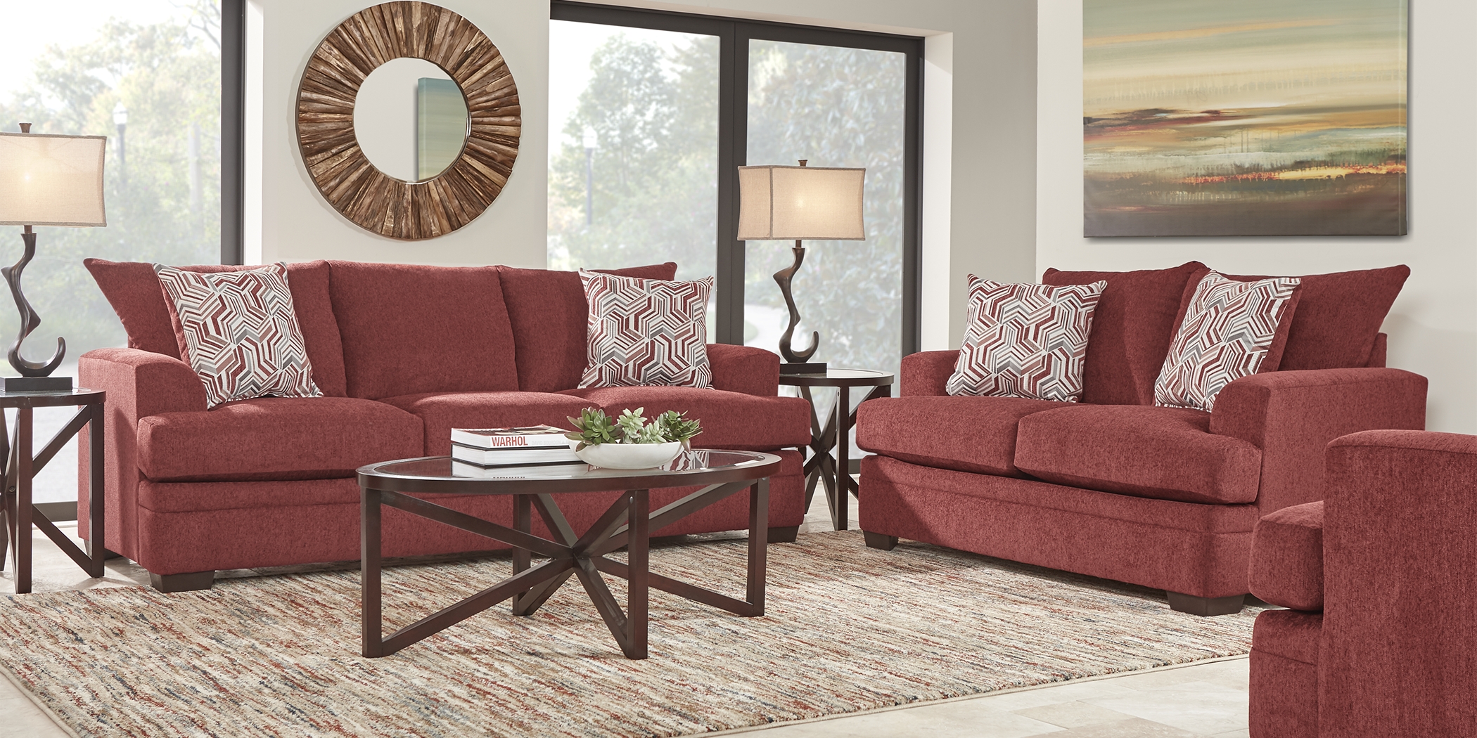 Marquis Heights Red 5 Pc Living Room - Thumbnail - Image 1