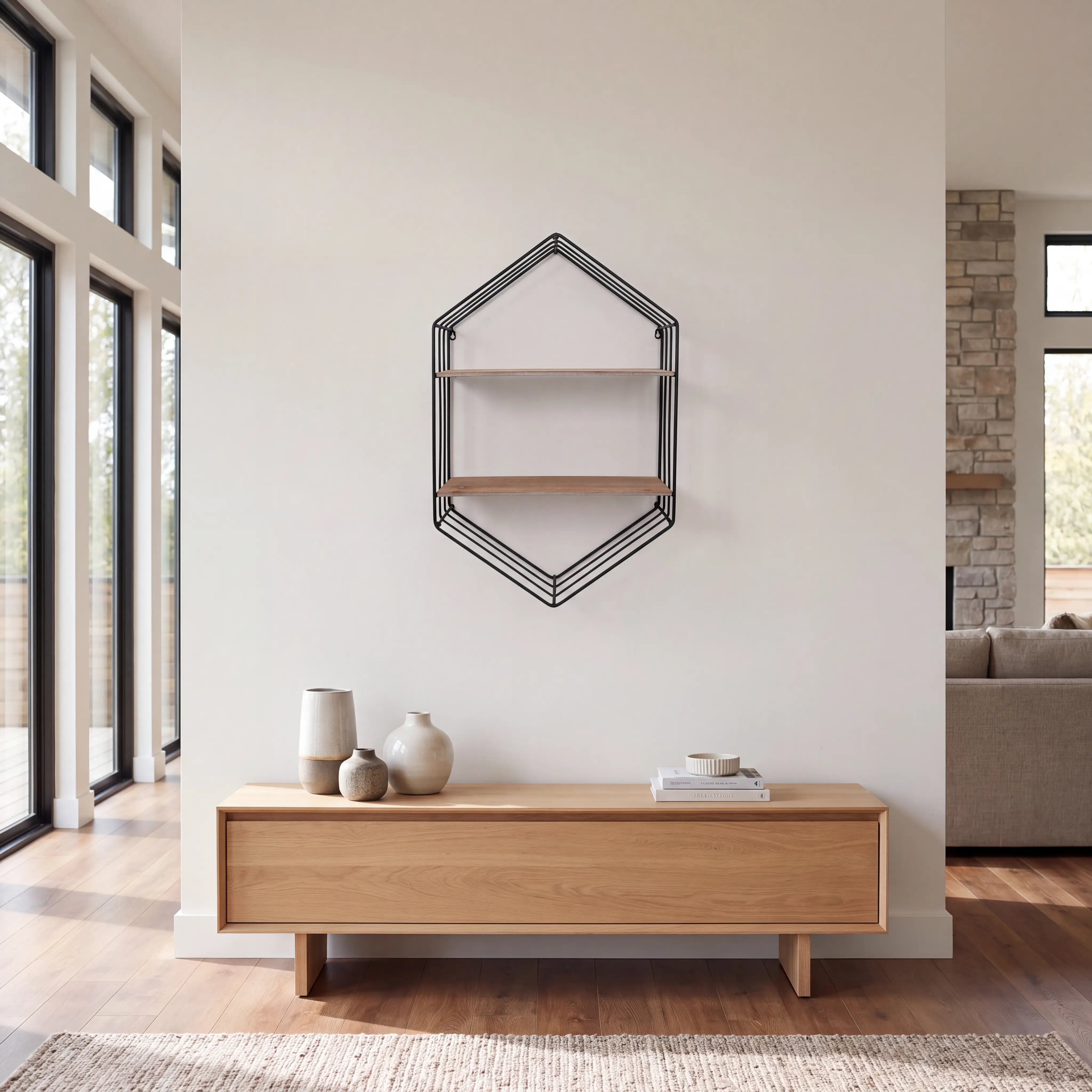 Marrport Brown Wall Shelf - Thumbnail - Image 2