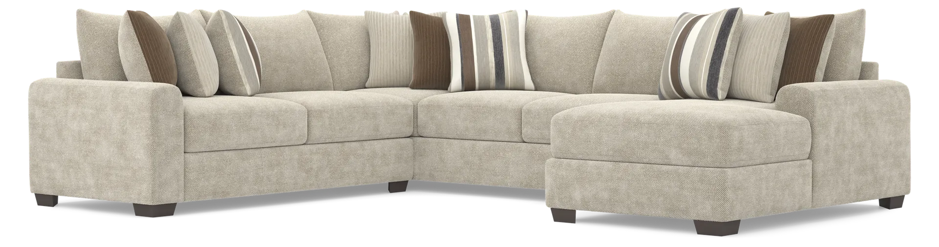 brown 3 pc right arm chaise sectional