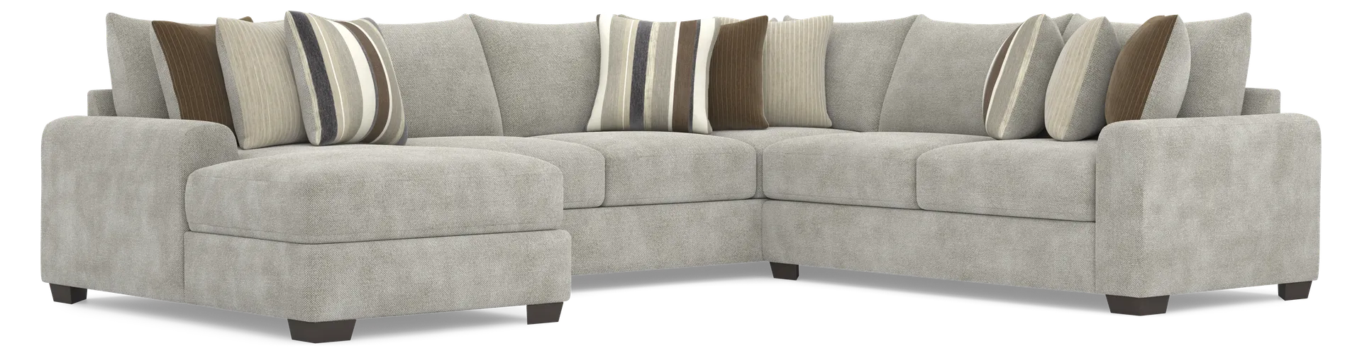 gray 3 pc left arm chaise sectional