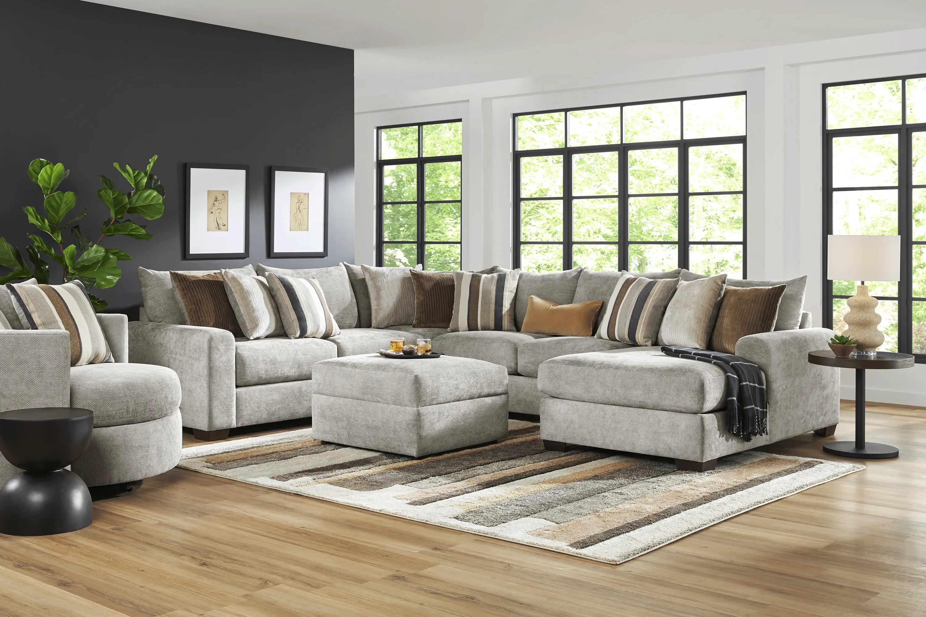 Martin Gray 6 Pc Sectional Living Room - Thumbnail - Image 1