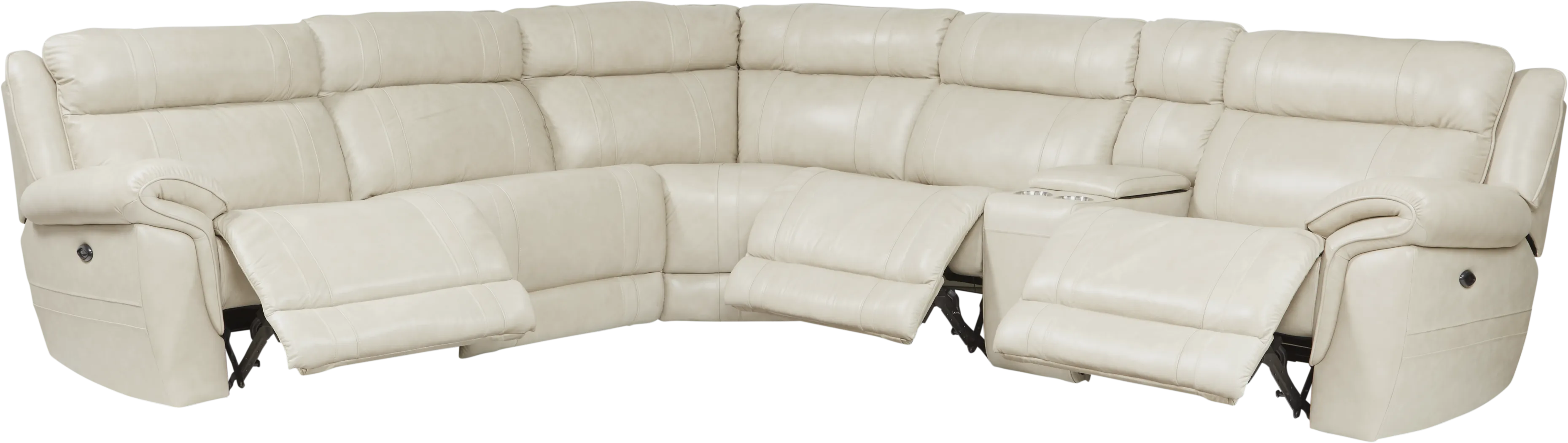 Martino Beige 6 Pc Leather Power Reclining Sectional - Thumbnail - Image 3
