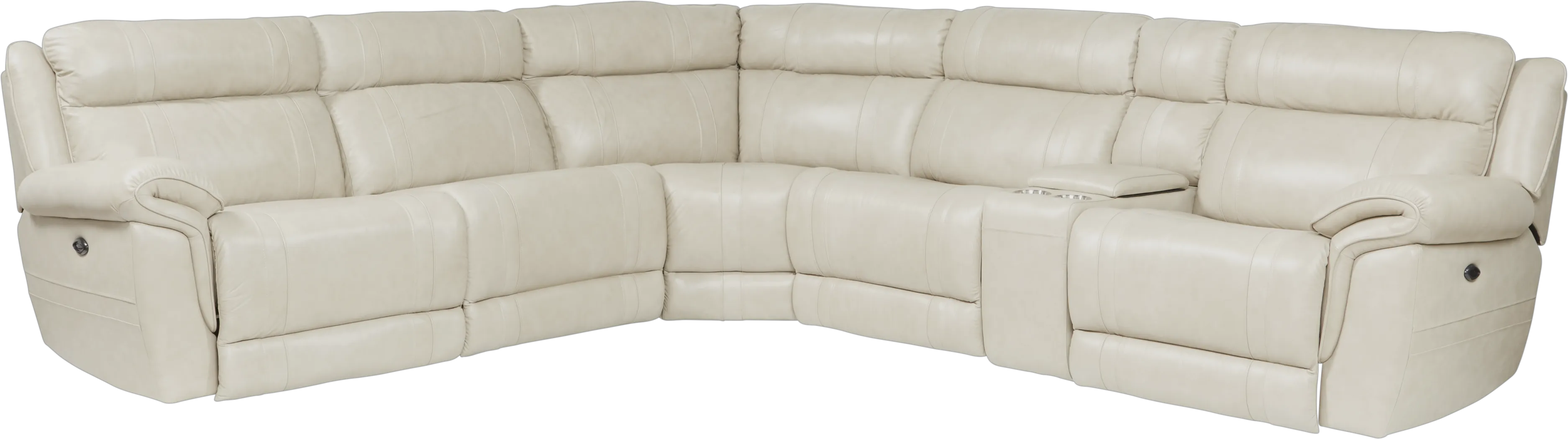 Martino Beige 6 Pc Leather Power Reclining Sectional - Thumbnail - Image 1